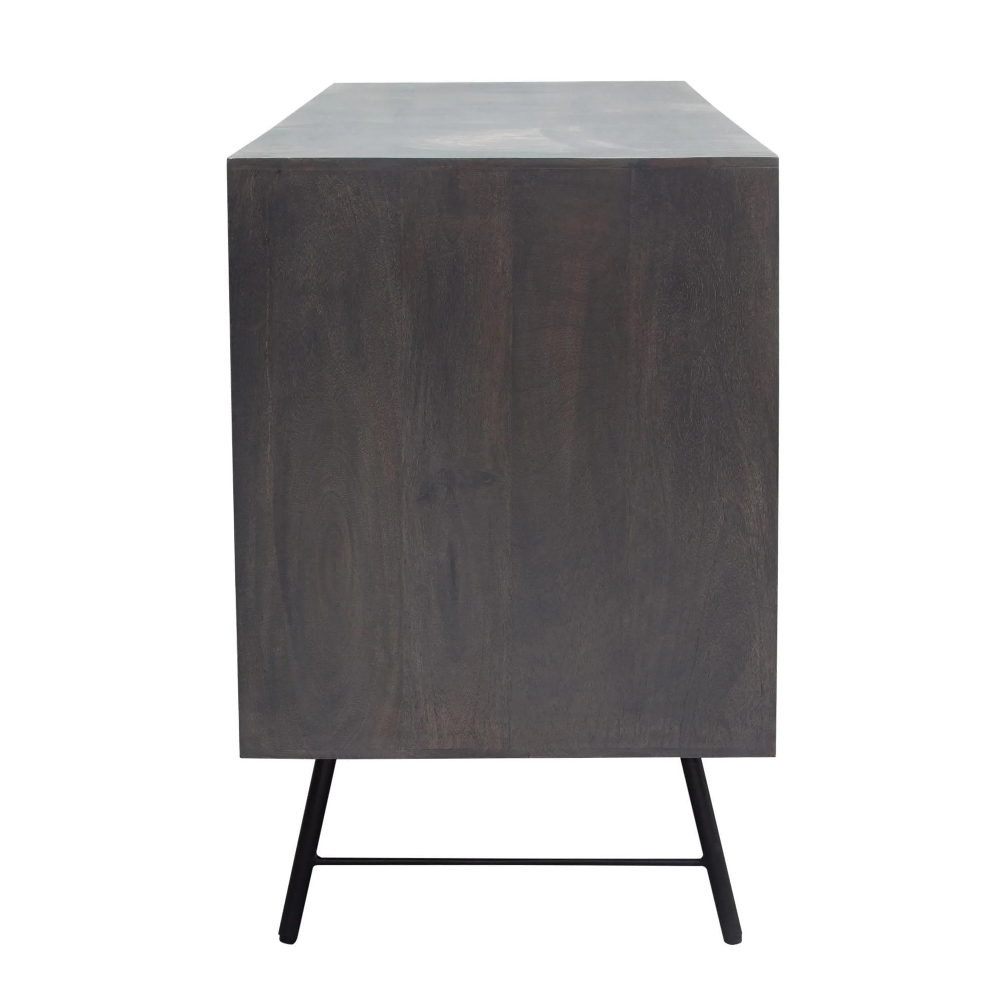 Neo 3-Door Solid Mango Wood Sideboard in Smoke Grey Finish w/ Gun Metal Finished Base by Diamond Sofa - Image 7