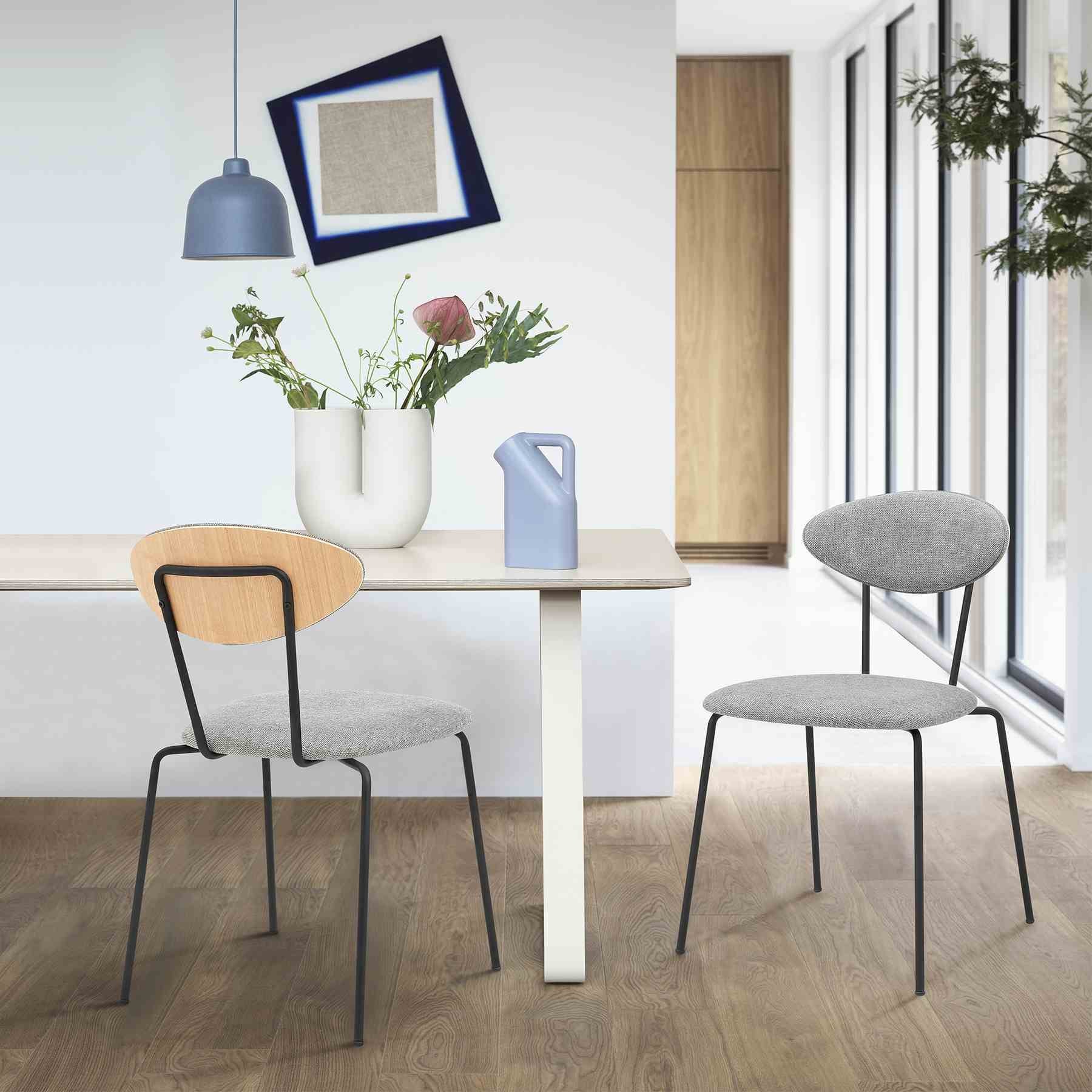 Neo Modern Gray Fabric and Black Metal Dining Room Chairs - Set of 2 - Image 9
