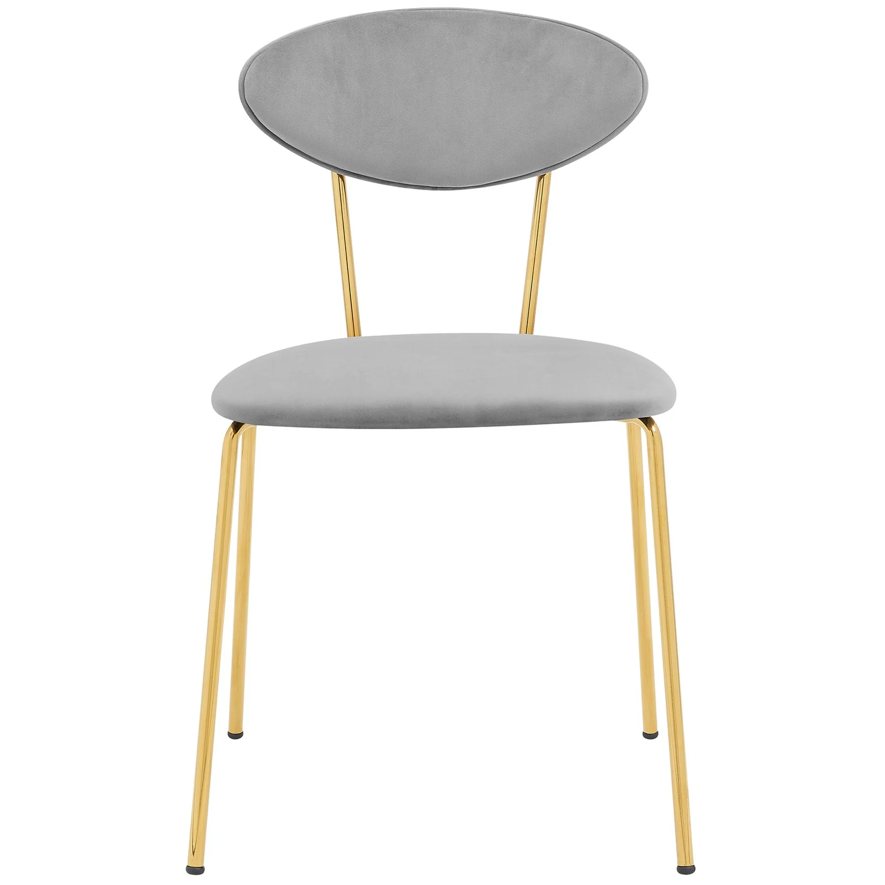 Neo Modern Gray Velvet and Gold Metal Leg Dining Room Chairs - Set of 2 - Image 3