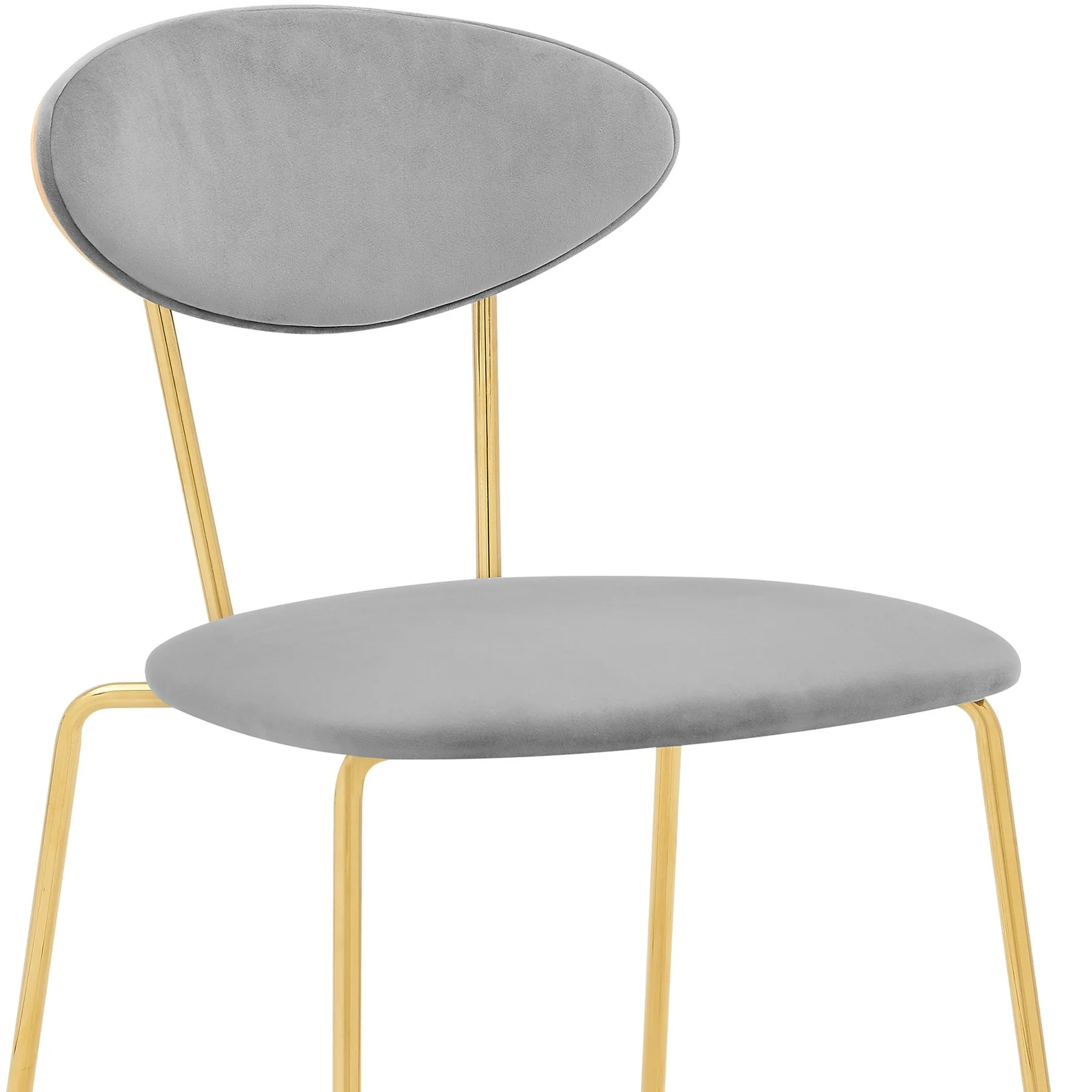 Neo Modern Gray Velvet and Gold Metal Leg Dining Room Chairs - Set of 2 - Image 5