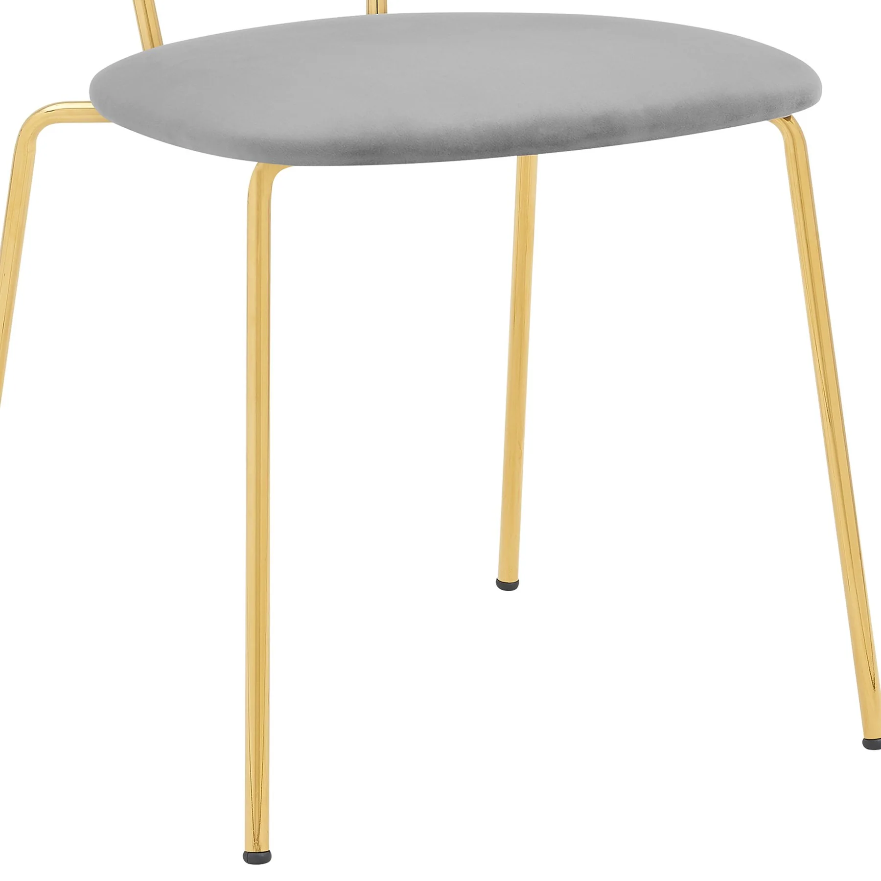 Neo Modern Gray Velvet and Gold Metal Leg Dining Room Chairs - Set of 2 - Image 7