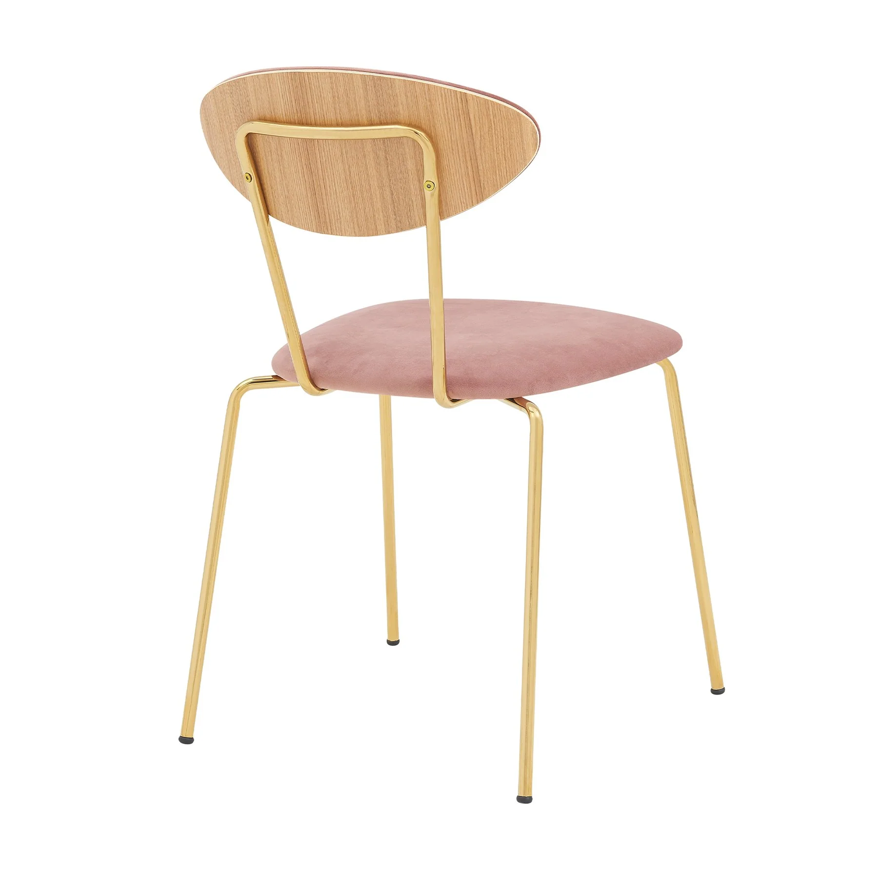 Neo Modern Pink Velvet and Gold Metal Leg Dining Room Chairs - Set of 2 - Image 4