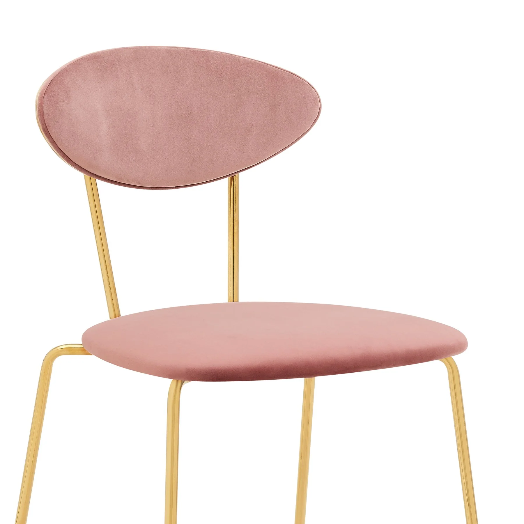 Neo Modern Pink Velvet and Gold Metal Leg Dining Room Chairs - Set of 2 - Image 5