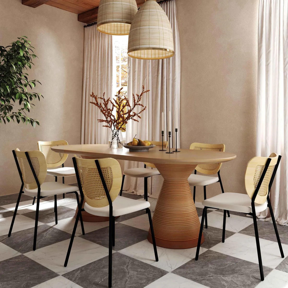 Nessie Natural Rattan Dining Chair - Set of 2 - Image 2