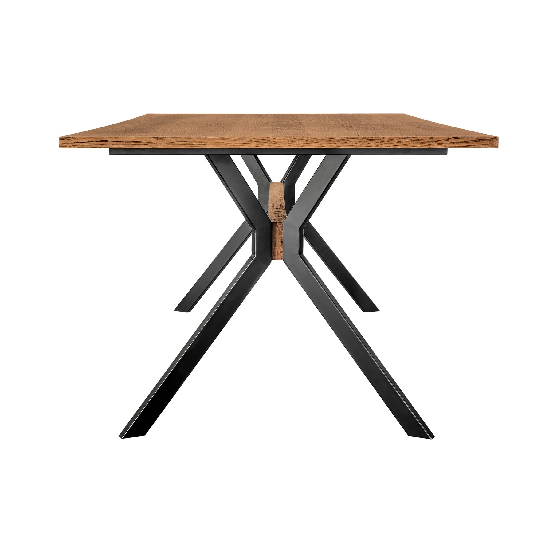 Nevada Rustic Oak Wood Trestle Base Dining Table in Balsamico - Image 3
