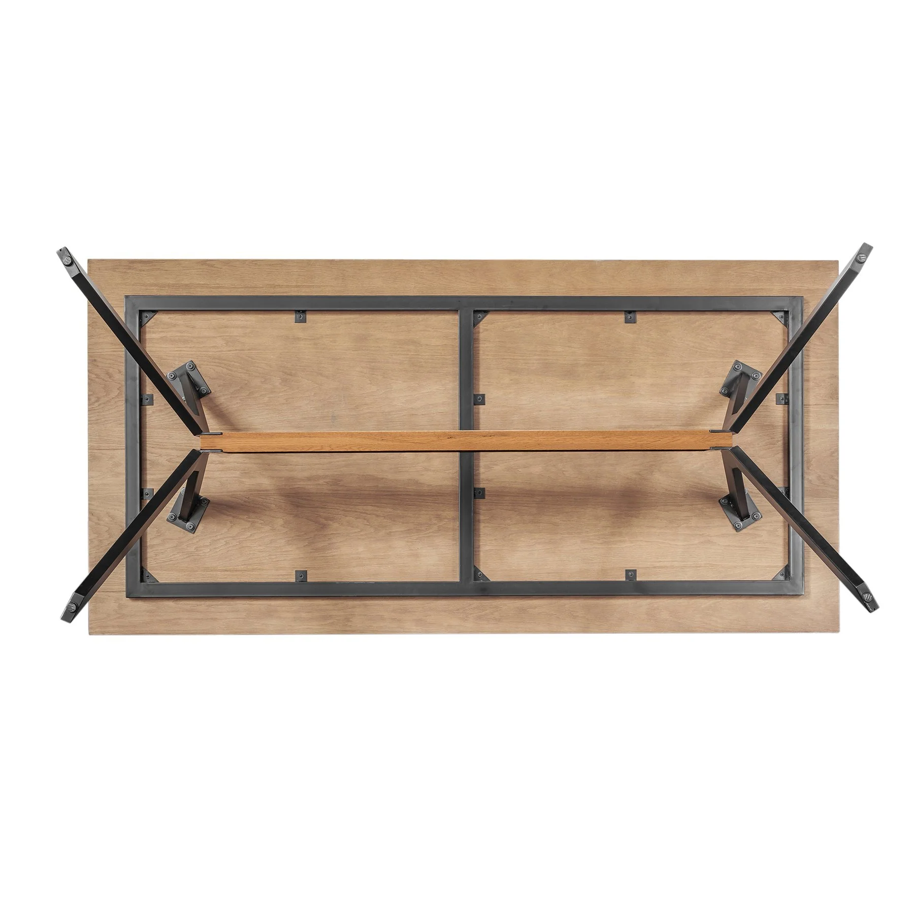 Nevada Rustic Oak Wood Trestle Base Dining Table in Balsamico - Image 4