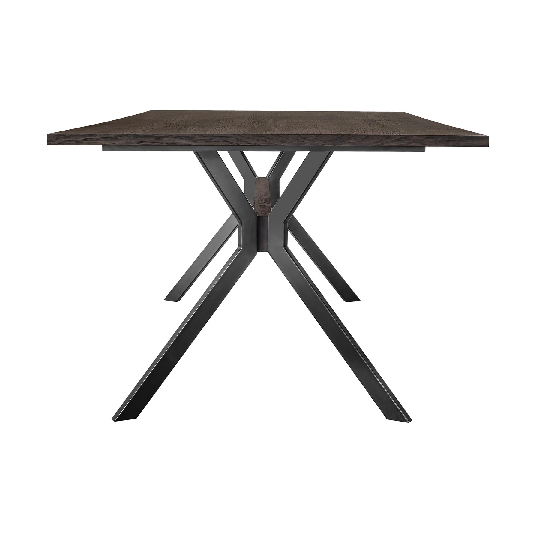 Nevada Rustic Oak Wood Trestle Base Dining Table In Dark Brown - Image 3
