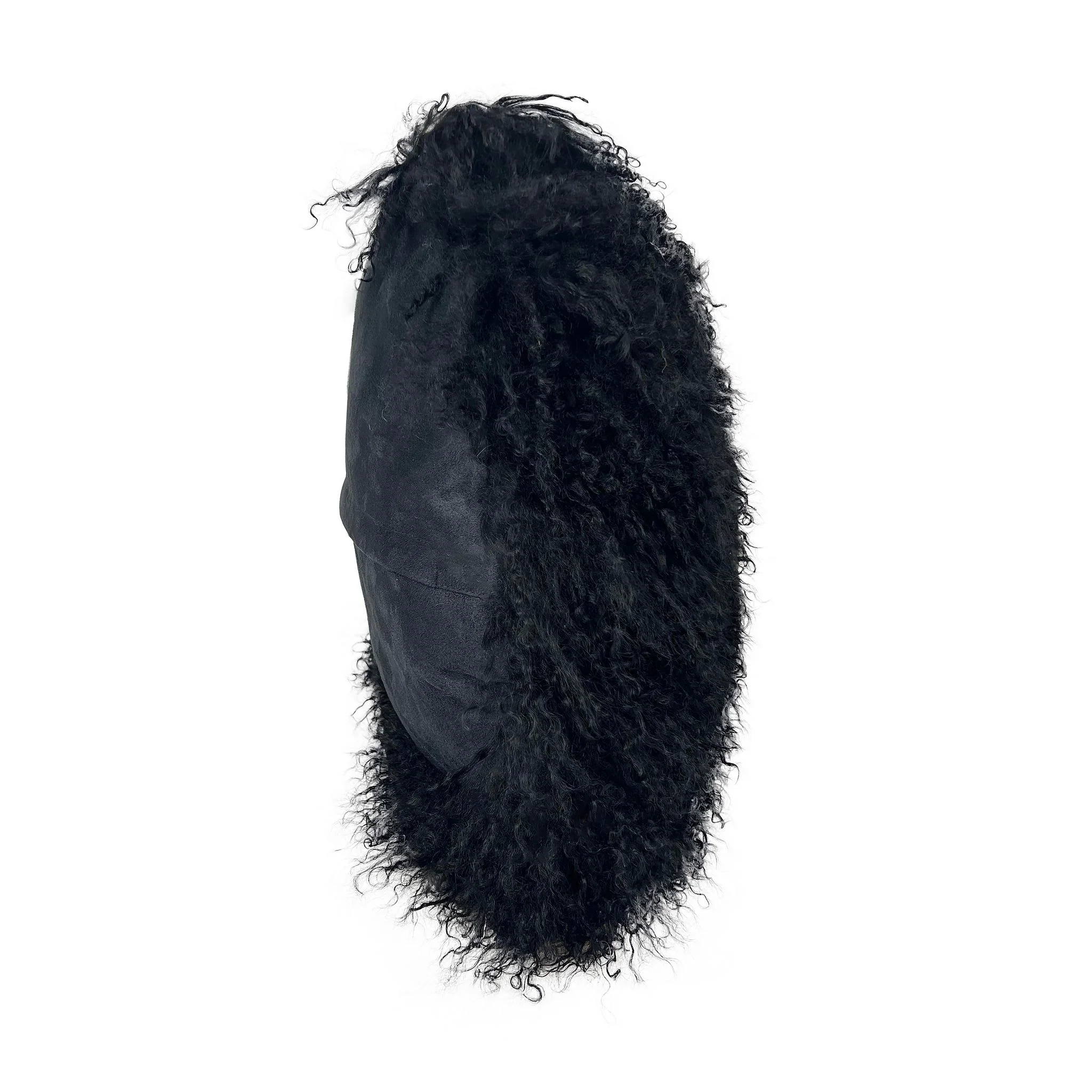New Zealand Black Sheepskin 16 Inch Round Pillow - Image 3