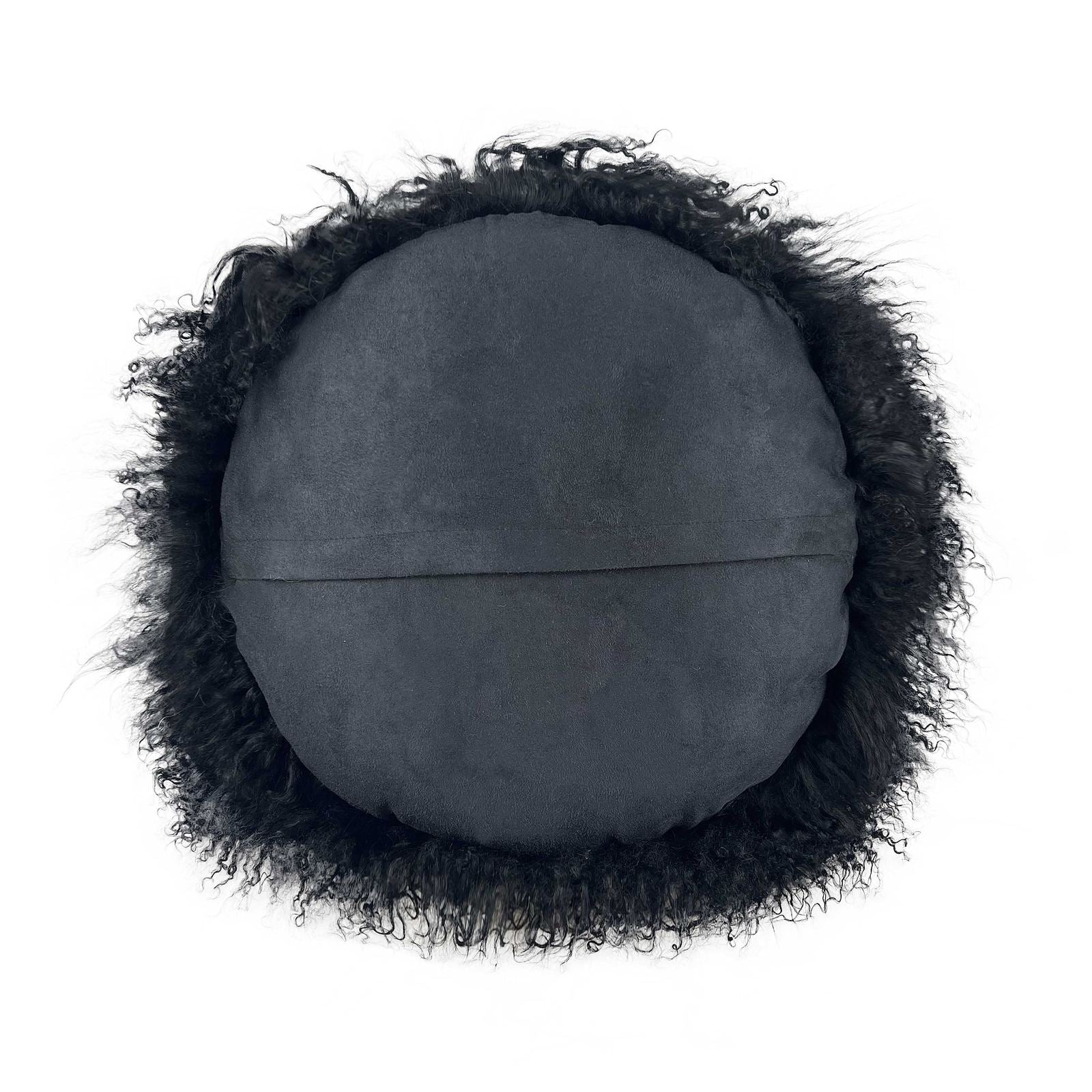 New Zealand Black Sheepskin 16 Inch Round Pillow - Image 4