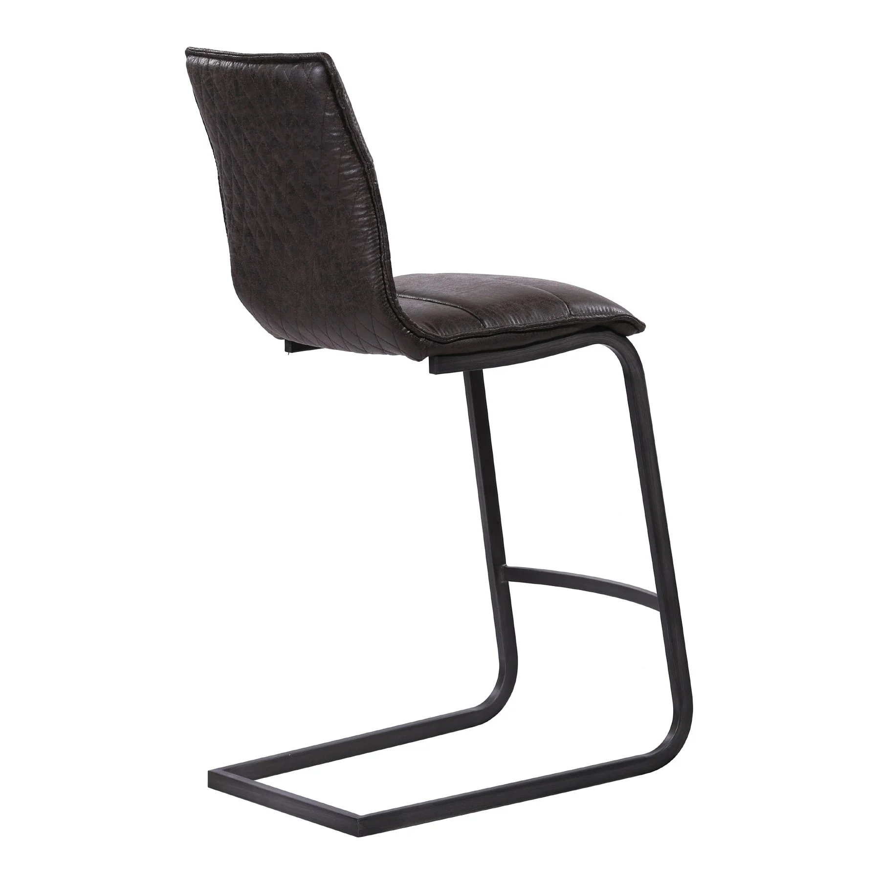 Newark Contemporary 26" Counter Height Barstool in Gray Powder Coated Finish and Espresso Fabric - Image 3
