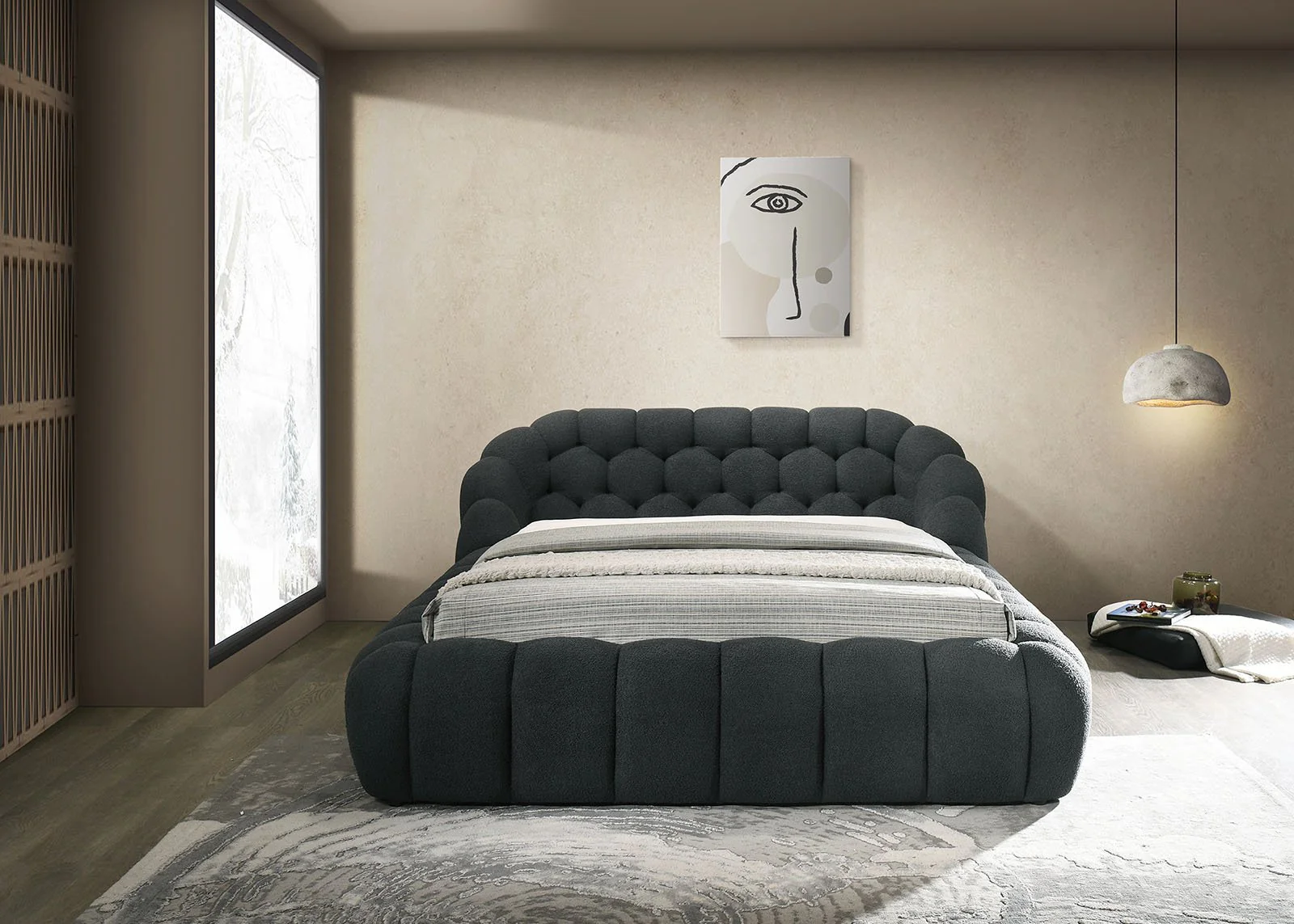 Newquay E.King Bed, Charcoal - Image 3
