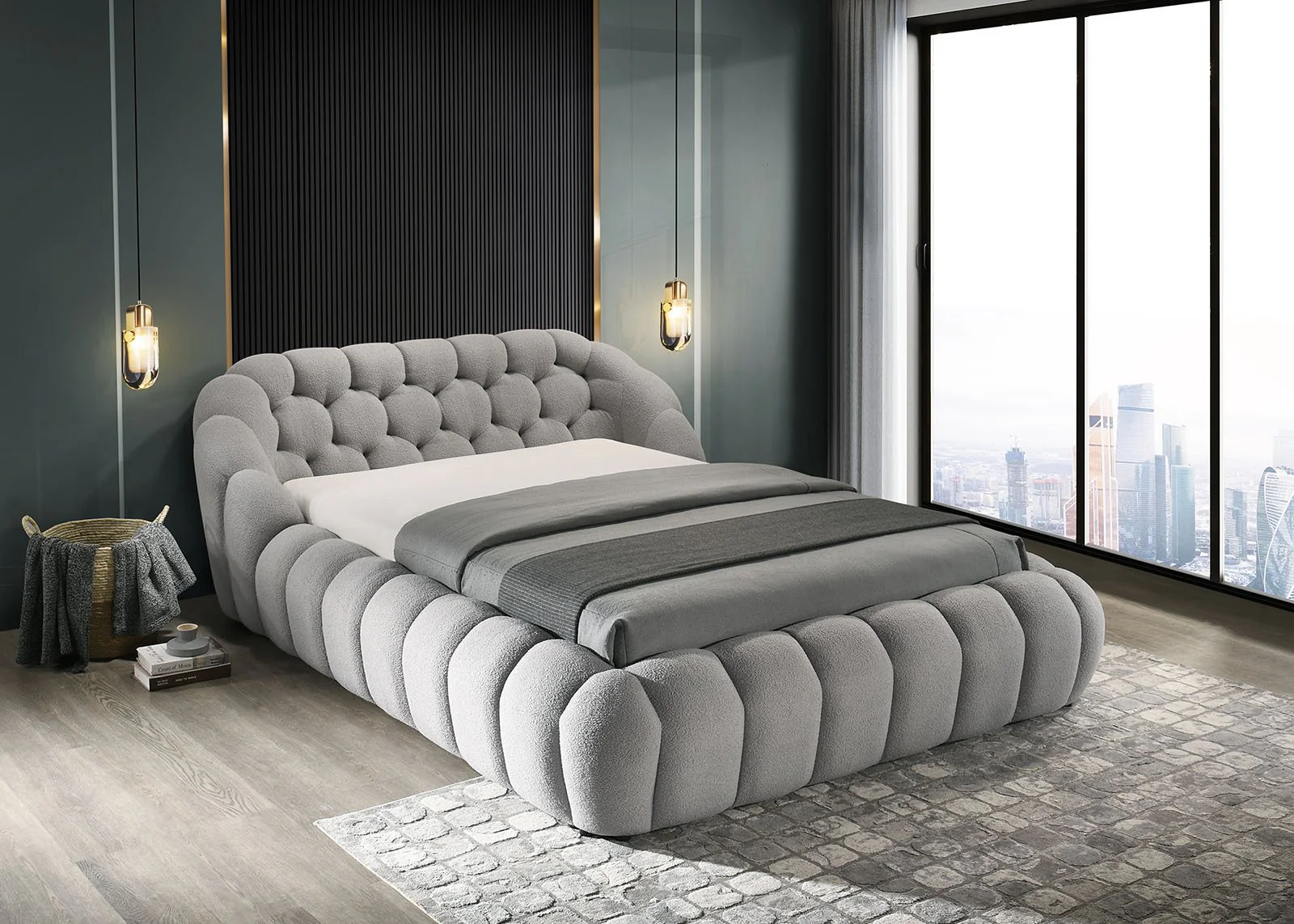 Newquay E.King Bed, Gray - Image 2