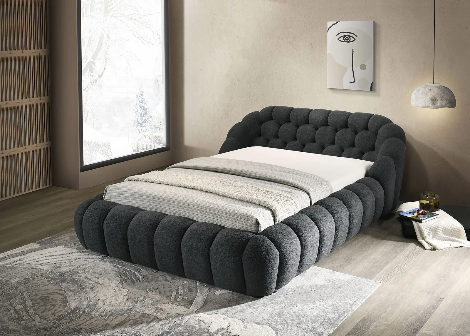 Newquay Queen Bed, Charcoal - Image 2