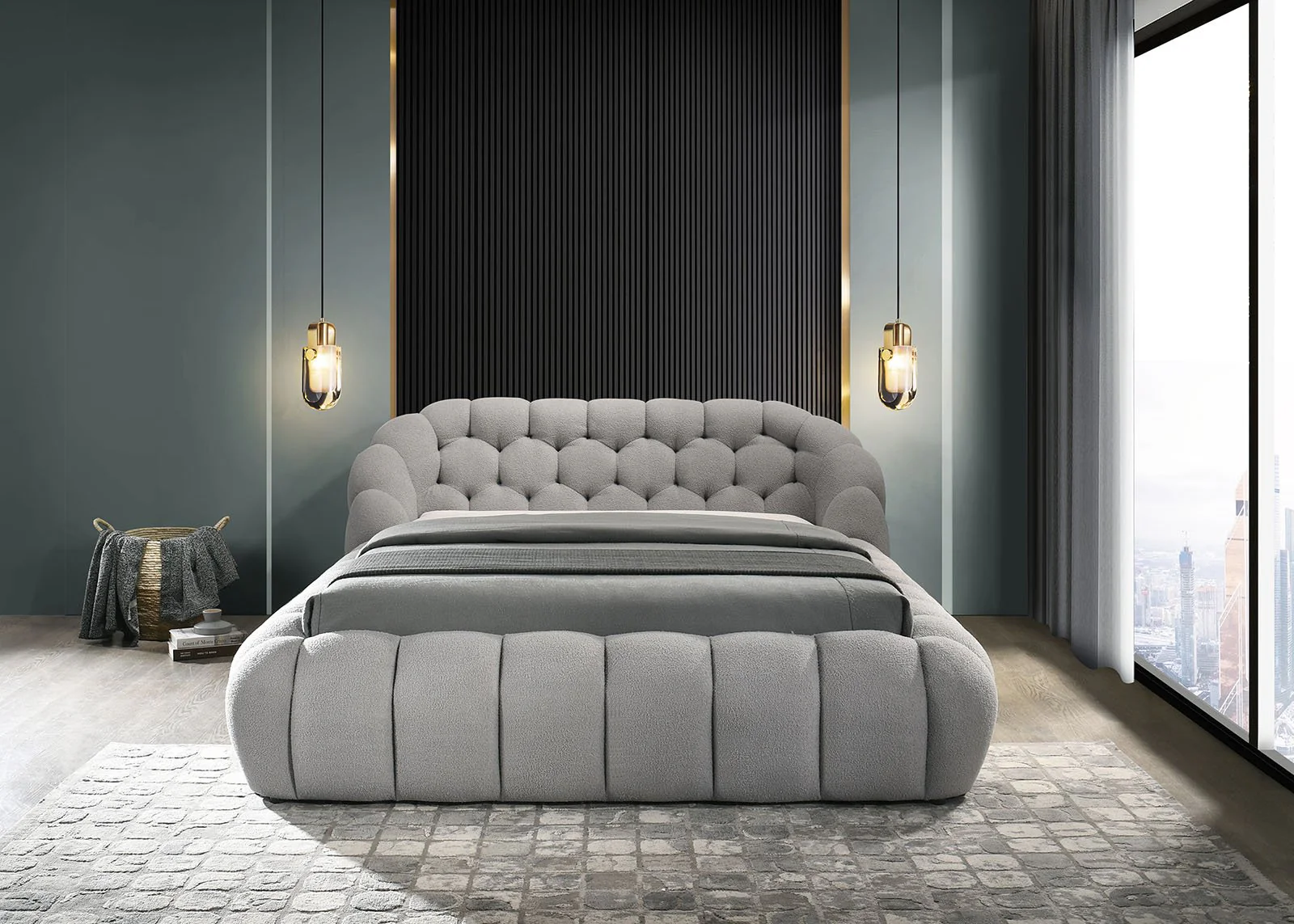 Newquay Queen Bed, Gray - Image 3