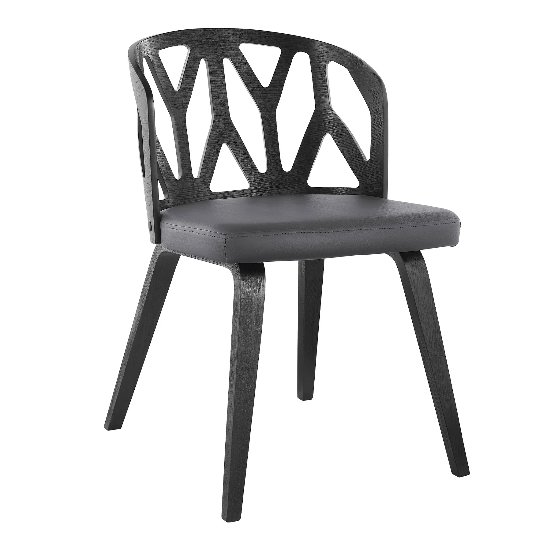 Nia Gray Faux Leather and Black Wood Dining Chairs - Set of 2 - Image 2