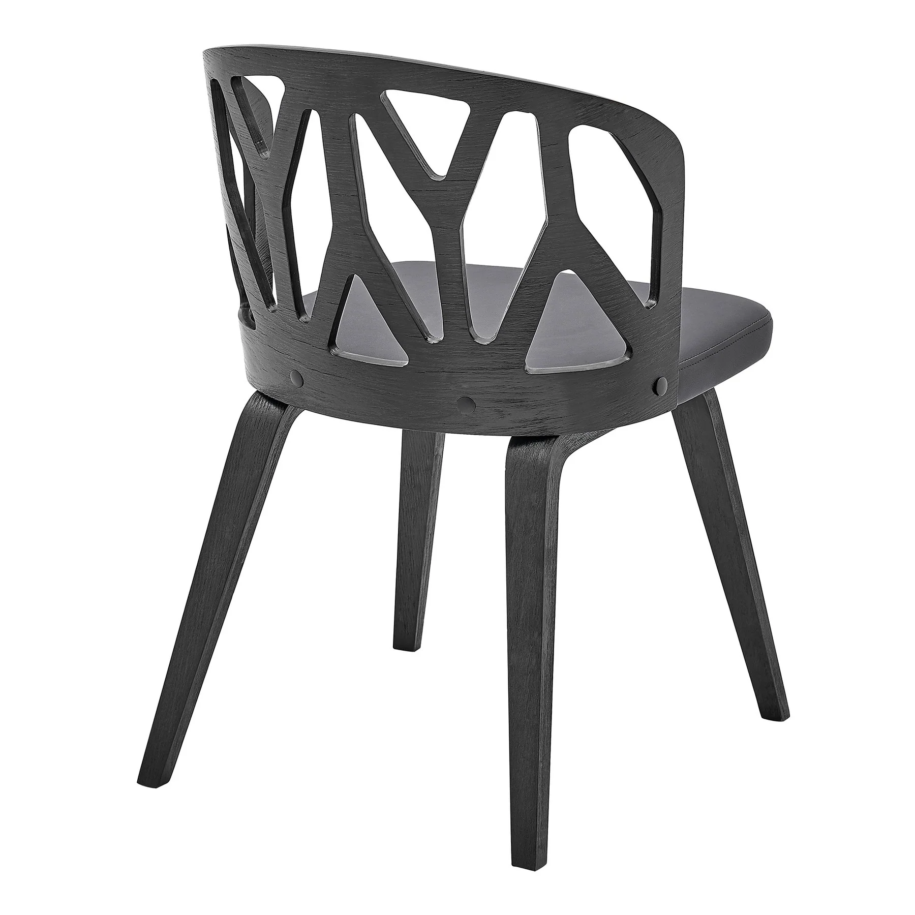 Nia Gray Faux Leather and Black Wood Dining Chairs - Set of 2 - Image 4