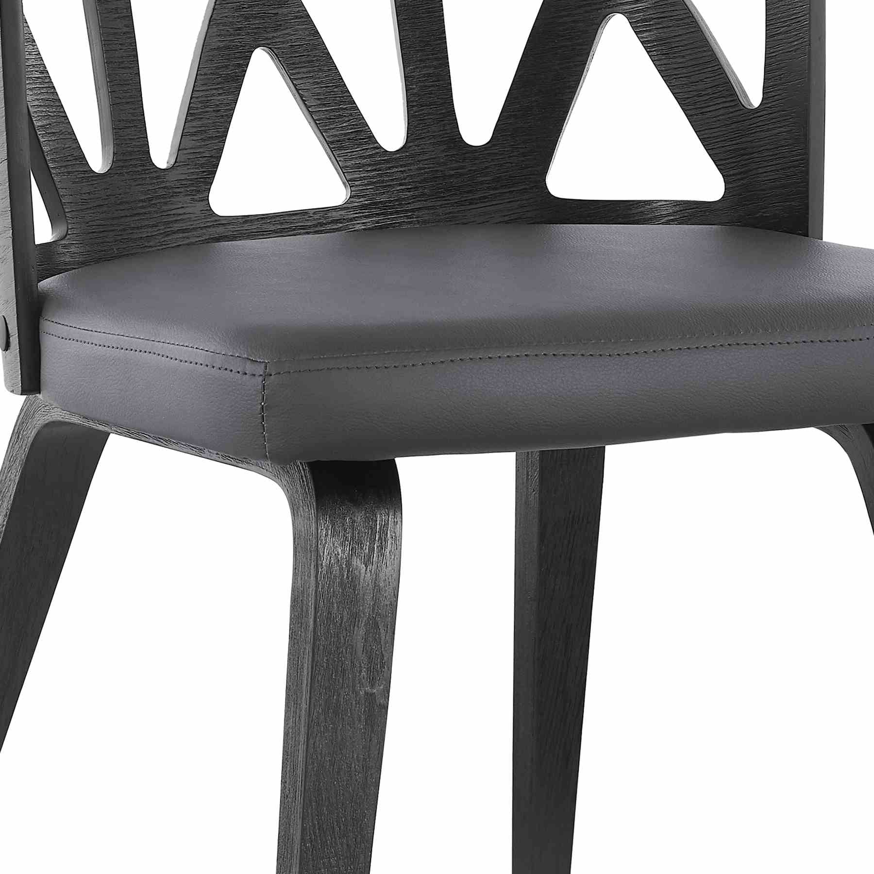 Nia Gray Faux Leather and Black Wood Dining Chairs - Set of 2 - Image 6