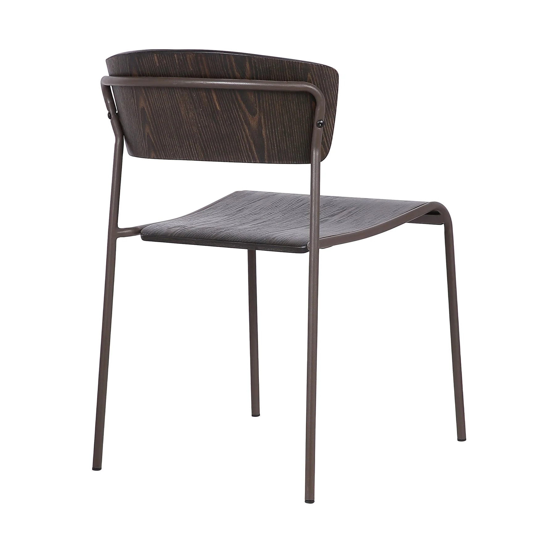 Nick Walnut and Metal Open Back Dining Accent Chairs (Set of 2) - Image 4