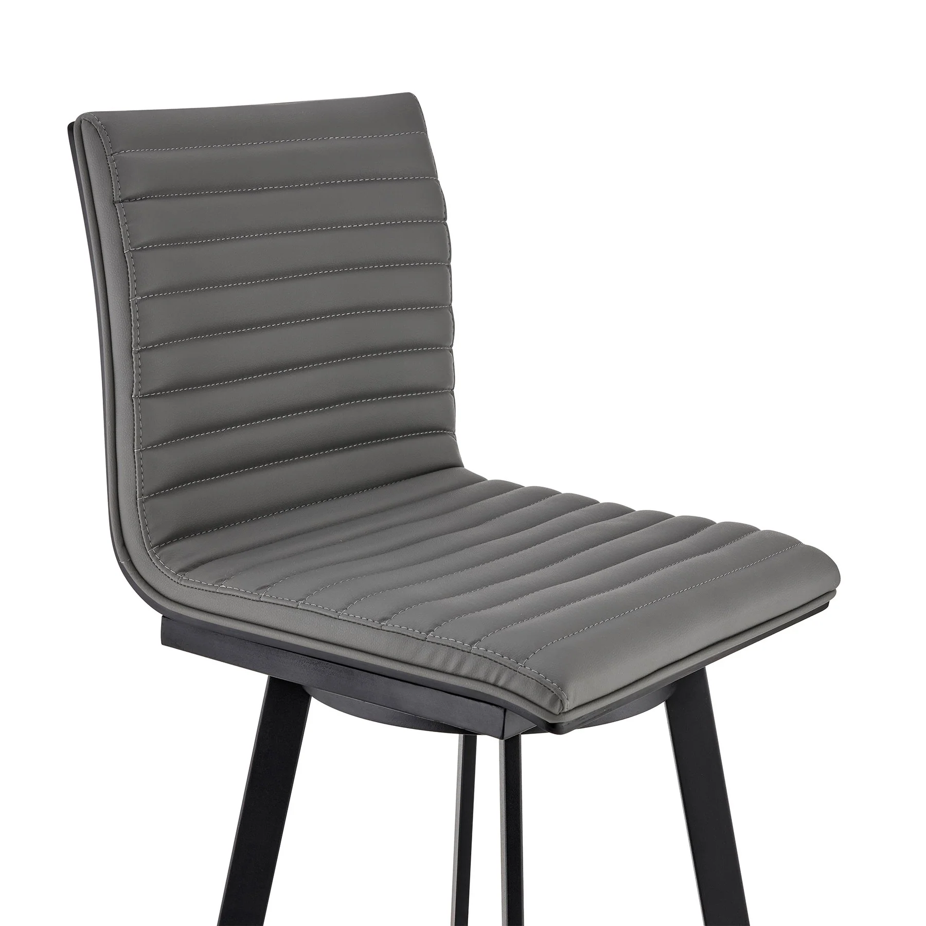 Nikole 26" Counter Height Swivel Bar Stool in Matt Black Finish with Gray Faux Leather - Image 6