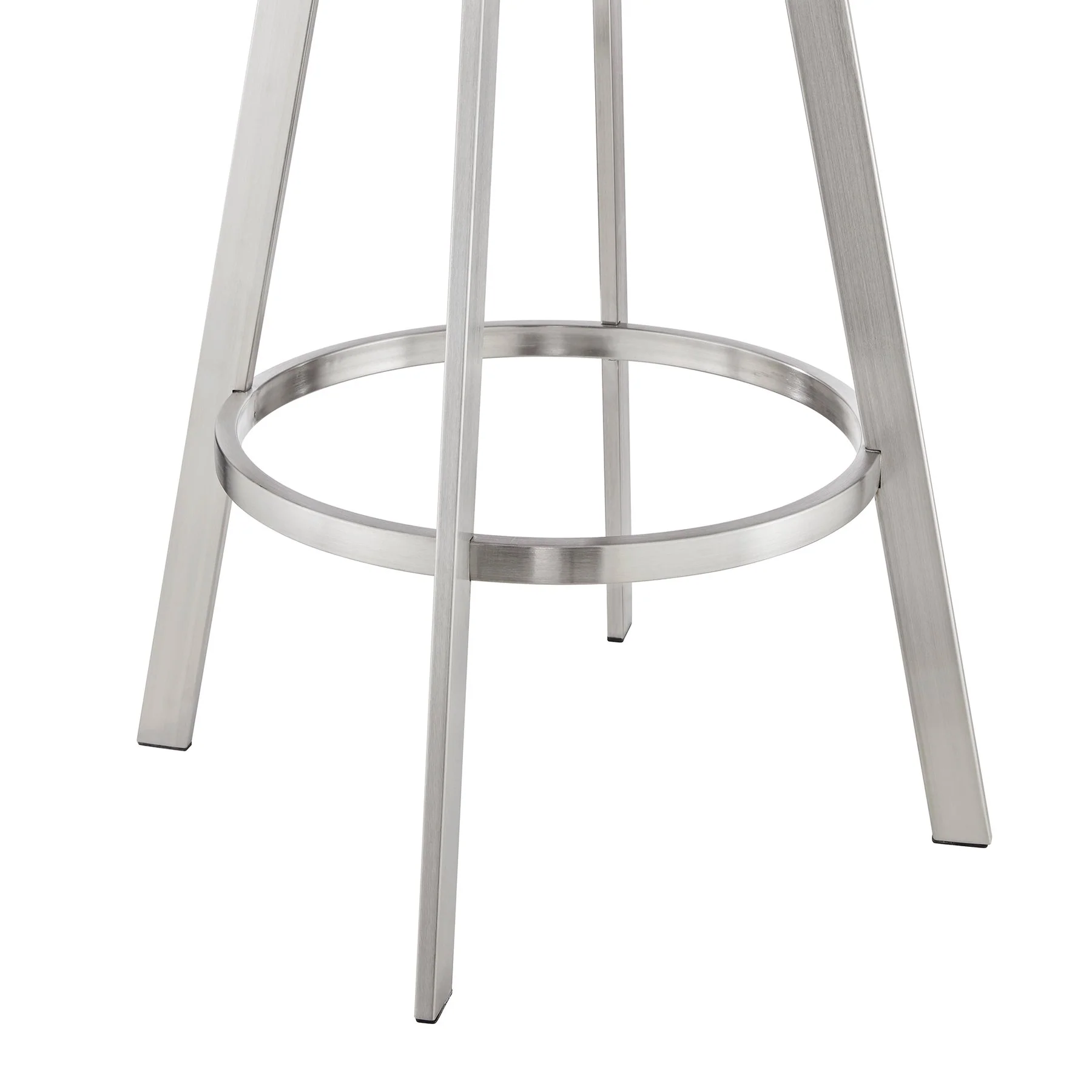 Nikole 30" Bar Height Black Swivel Bar Stool in Brushed Stainless Steel Finish and Gray Faux Leather - Image 8