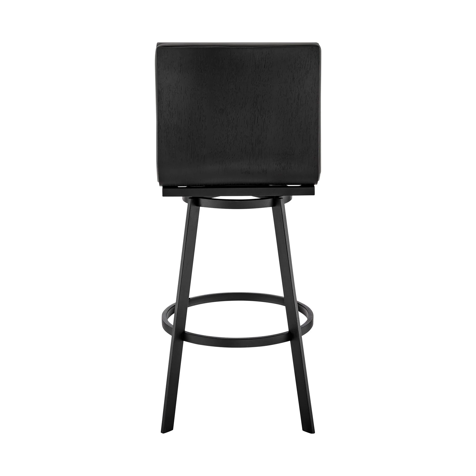 Nikole 30" Bar Height Swivel Bar Stool in Matt Black Finish with Gray Faux Leather - Image 5