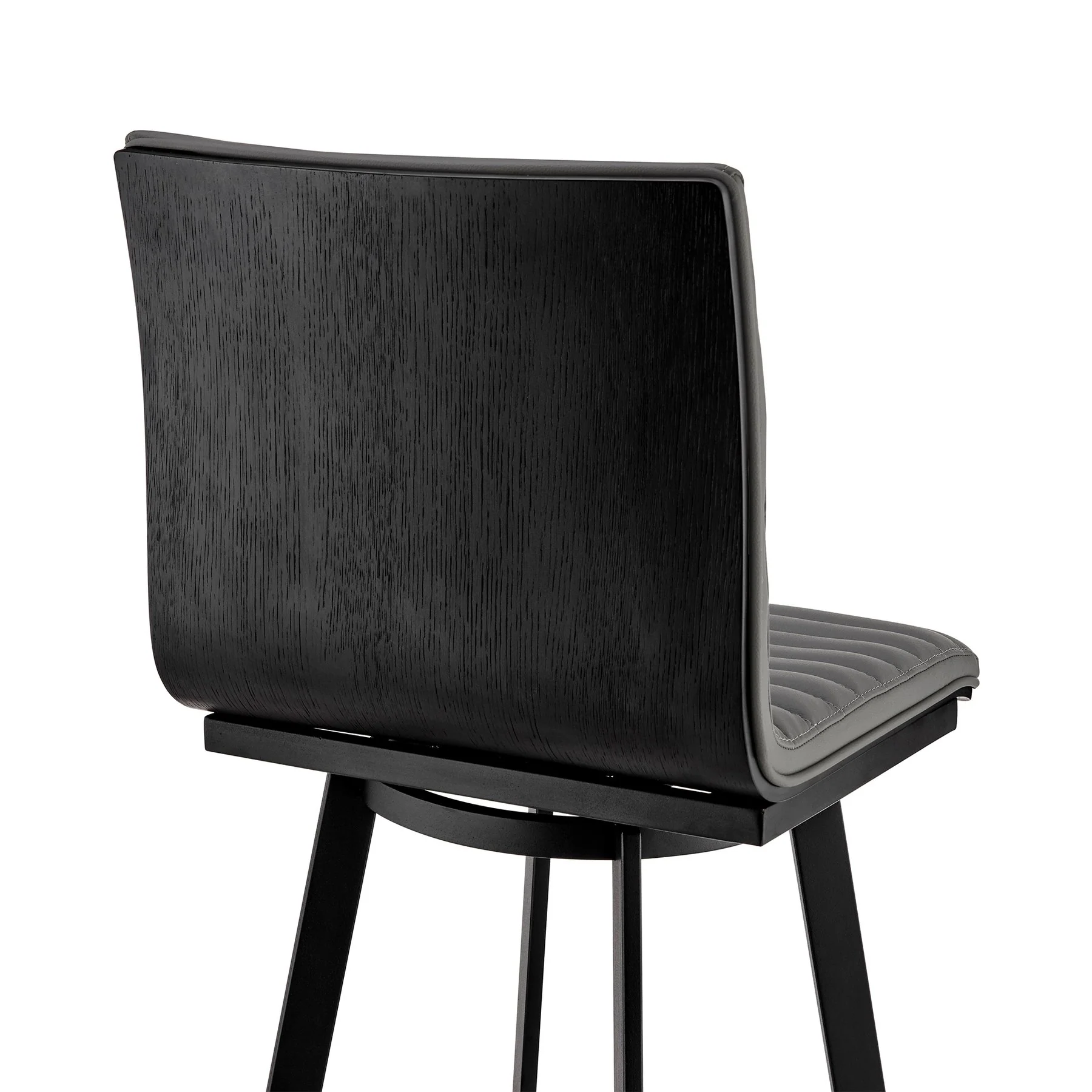 Nikole 30" Bar Height Swivel Bar Stool in Matt Black Finish with Gray Faux Leather - Image 7