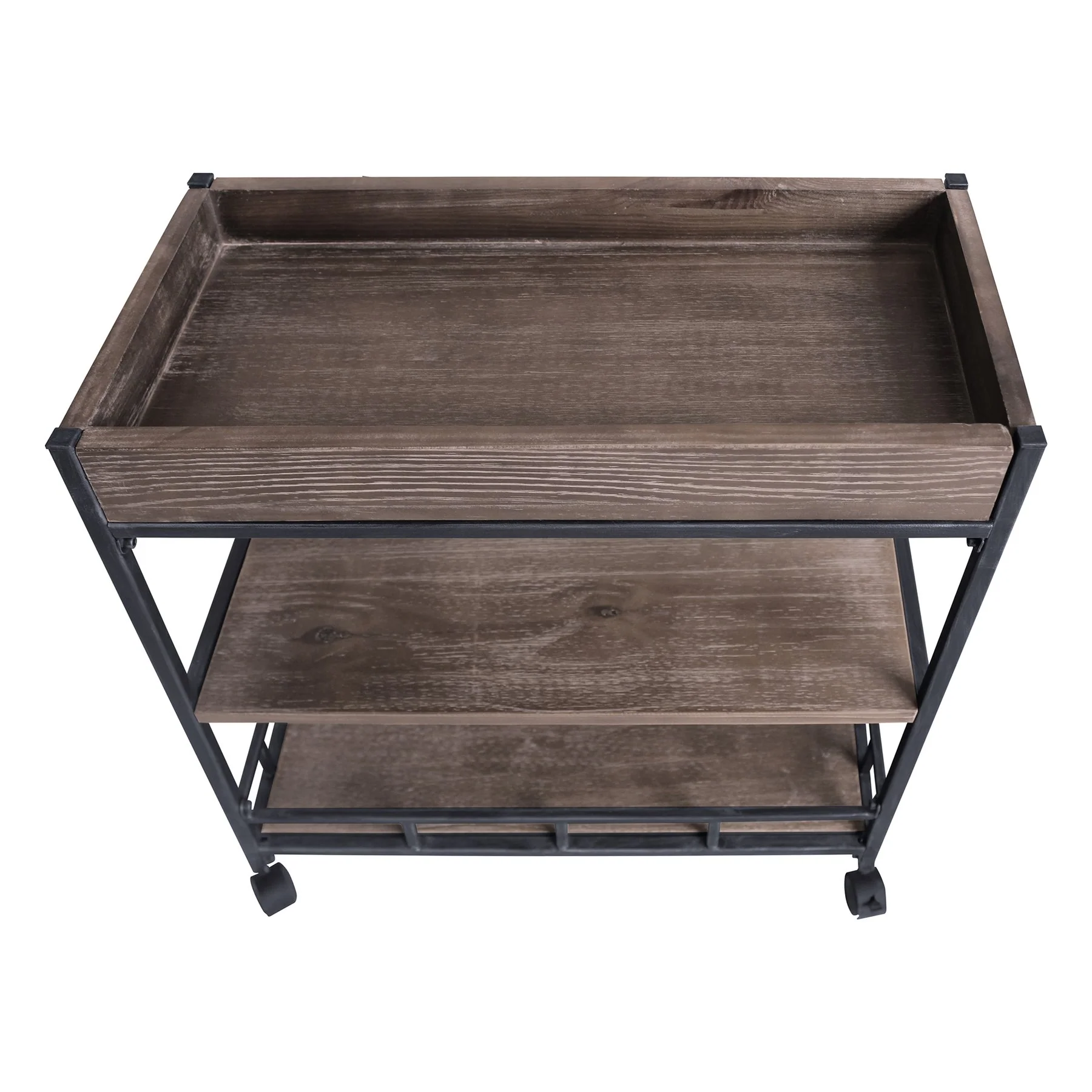 Niles Industrial Kitchen Cart in Industrial Gray and Pine Wood - Image 4