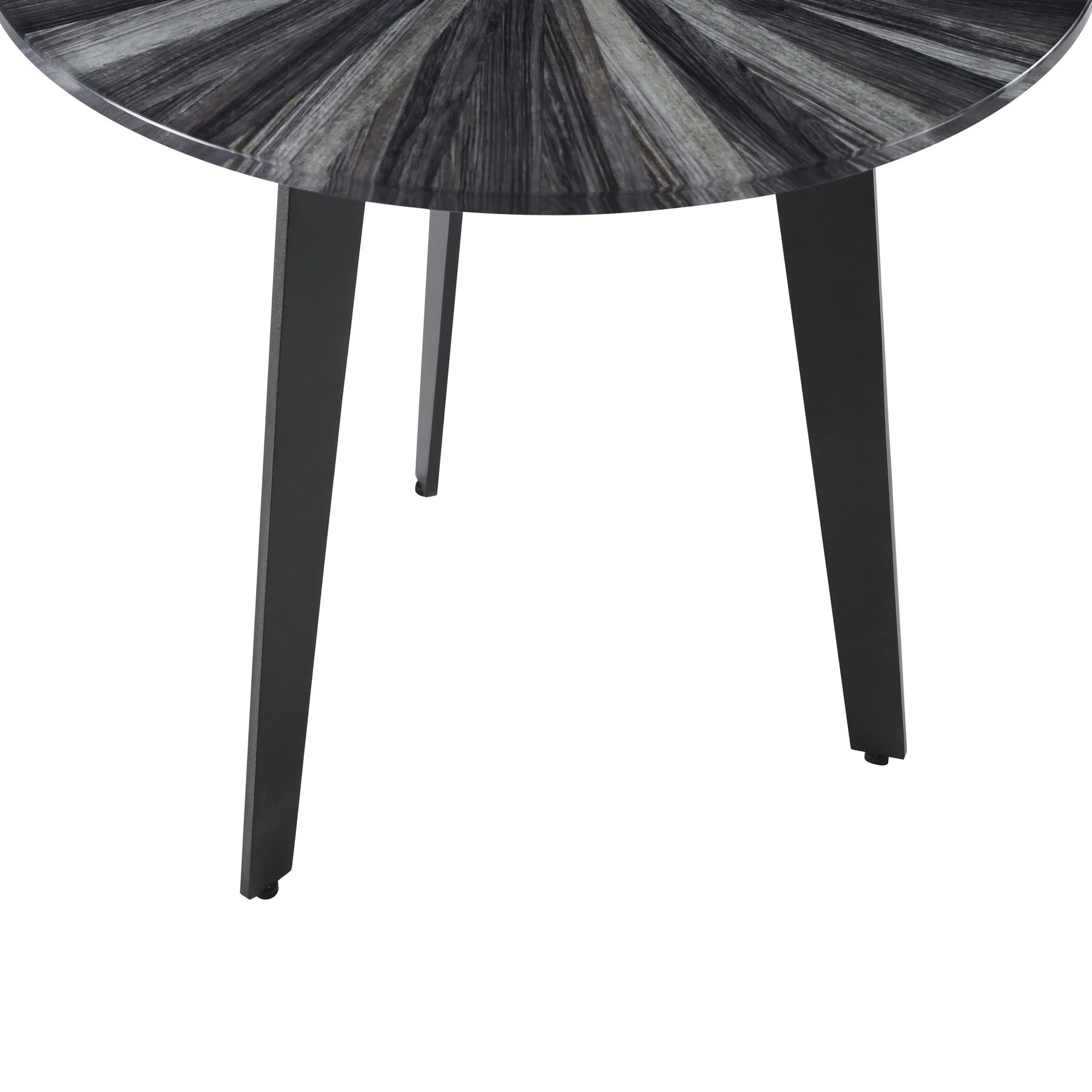 Nina Mid-Century 18.5 in. Round Gray Coffee Table with Tempered Glass Top - Image 6