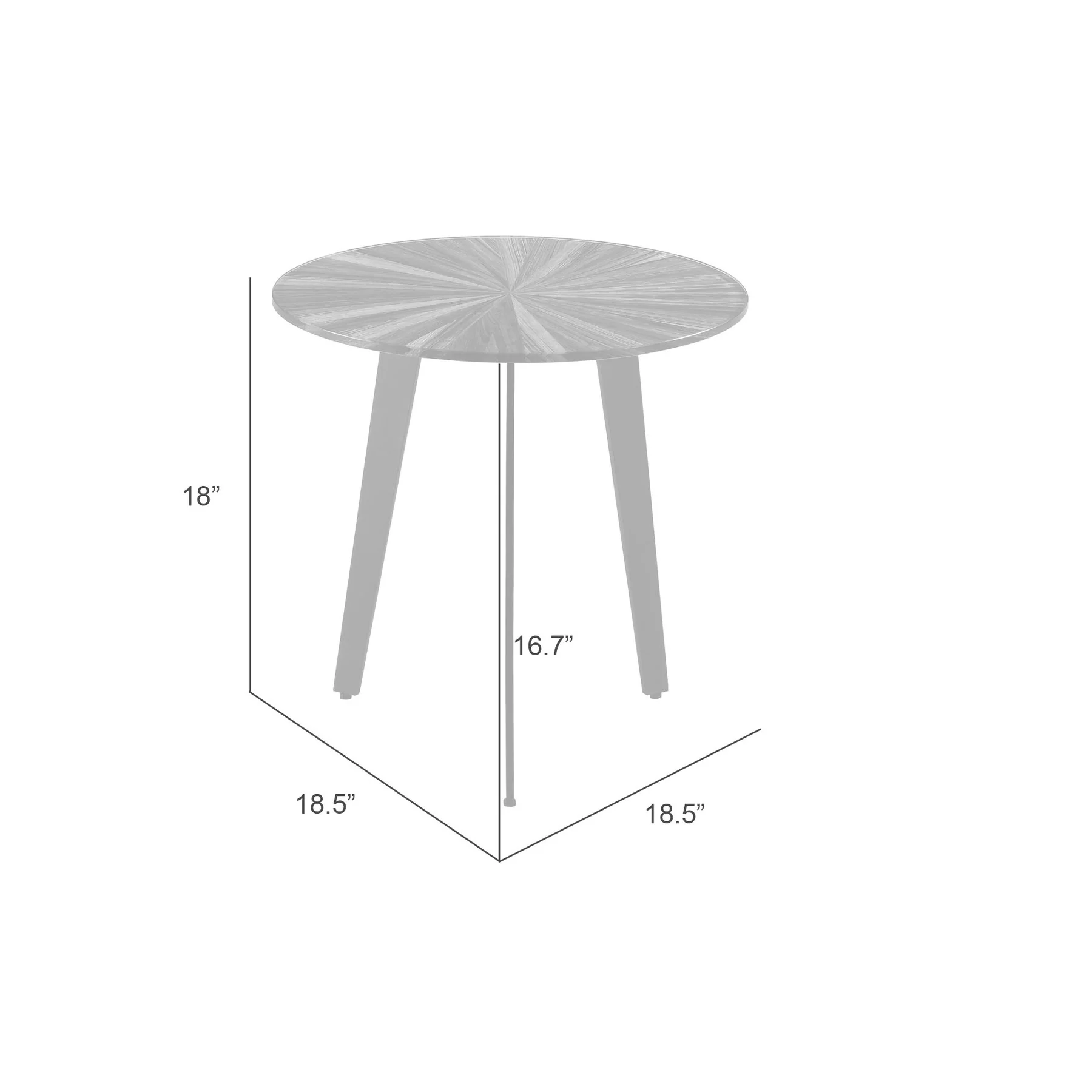 Nina Mid-Century 18.5 in. Round Gray Coffee Table with Tempered Glass Top - Image 7