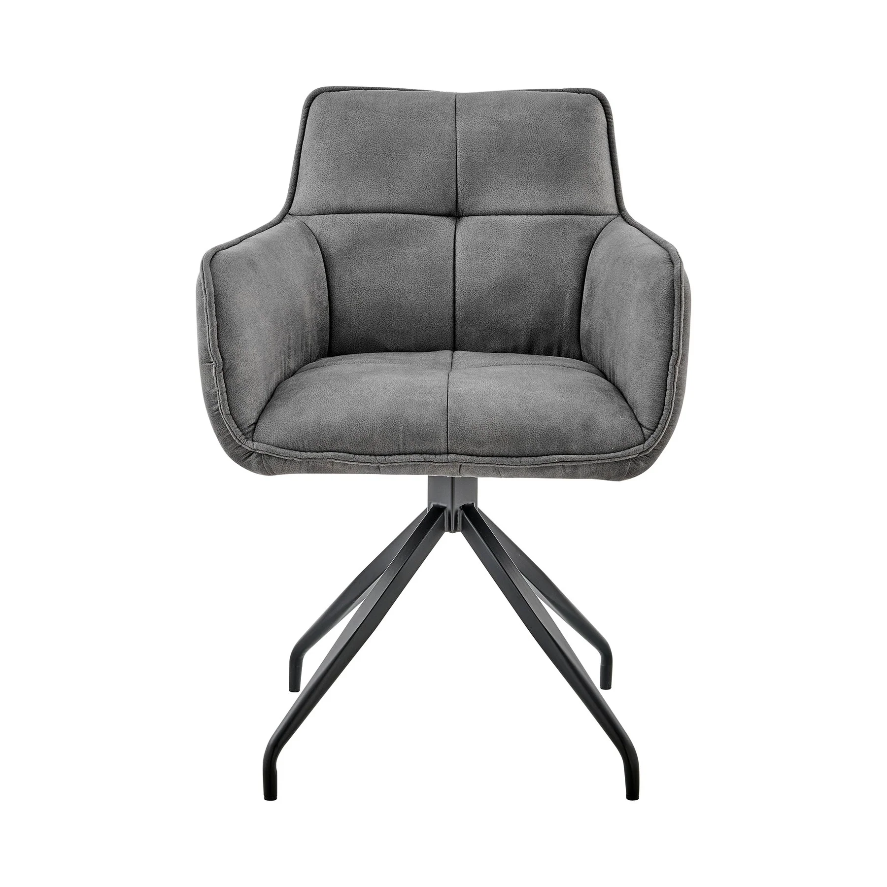 Noah Dining Room Accent Chair in Charcoal Fabric and Black Metal Legs - Image 2