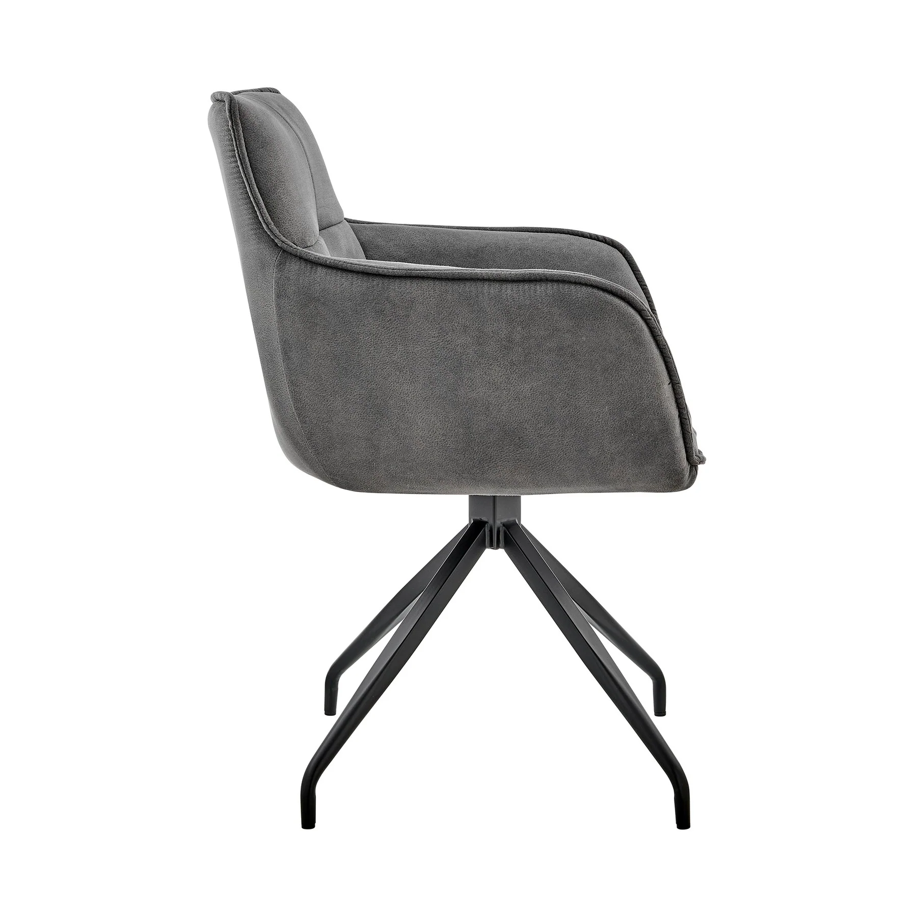 Noah Dining Room Accent Chair in Charcoal Fabric and Black Metal Legs - Image 3