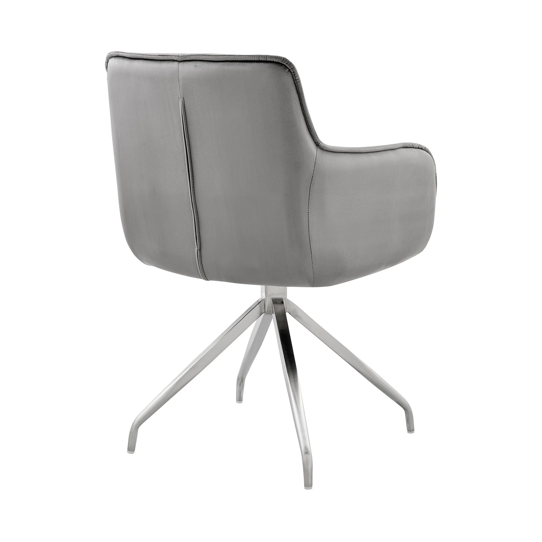 Noah Dining Room Accent Chair in Gray Velvet and Brushed Stainless Steel Finish - Image 4