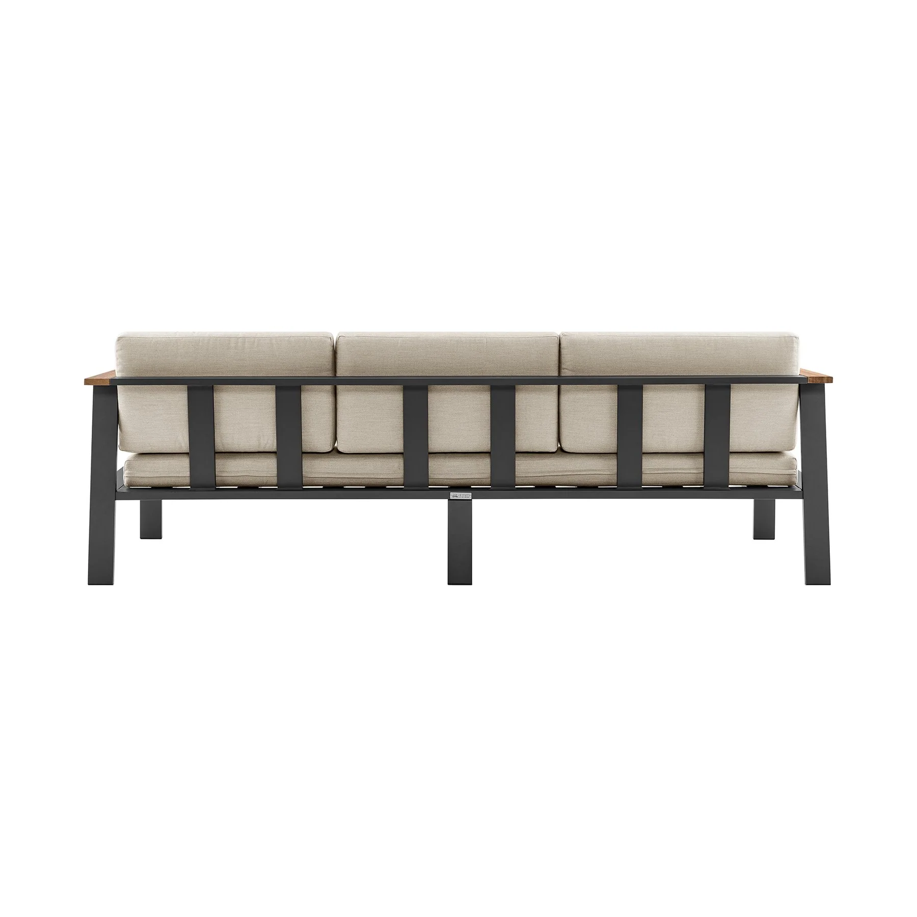 Nofi 4 piece Outdoor Patio Set in Charcoal Finish with Taupe Cushions and Teak Wood - Image 4