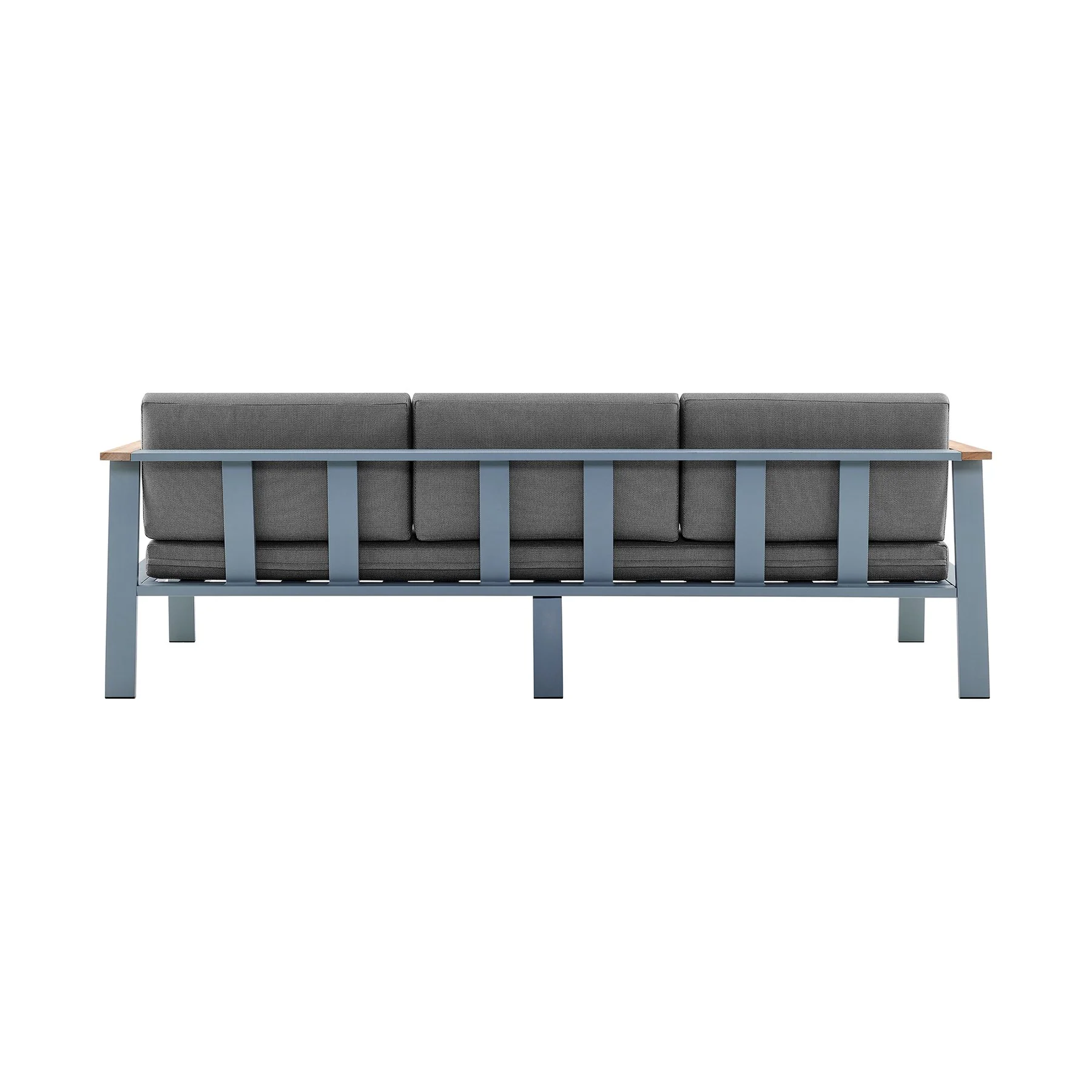 Nofi 4 piece Outdoor Patio Set in Gray Finish with Gray Cushions and Teak Wood - Image 4