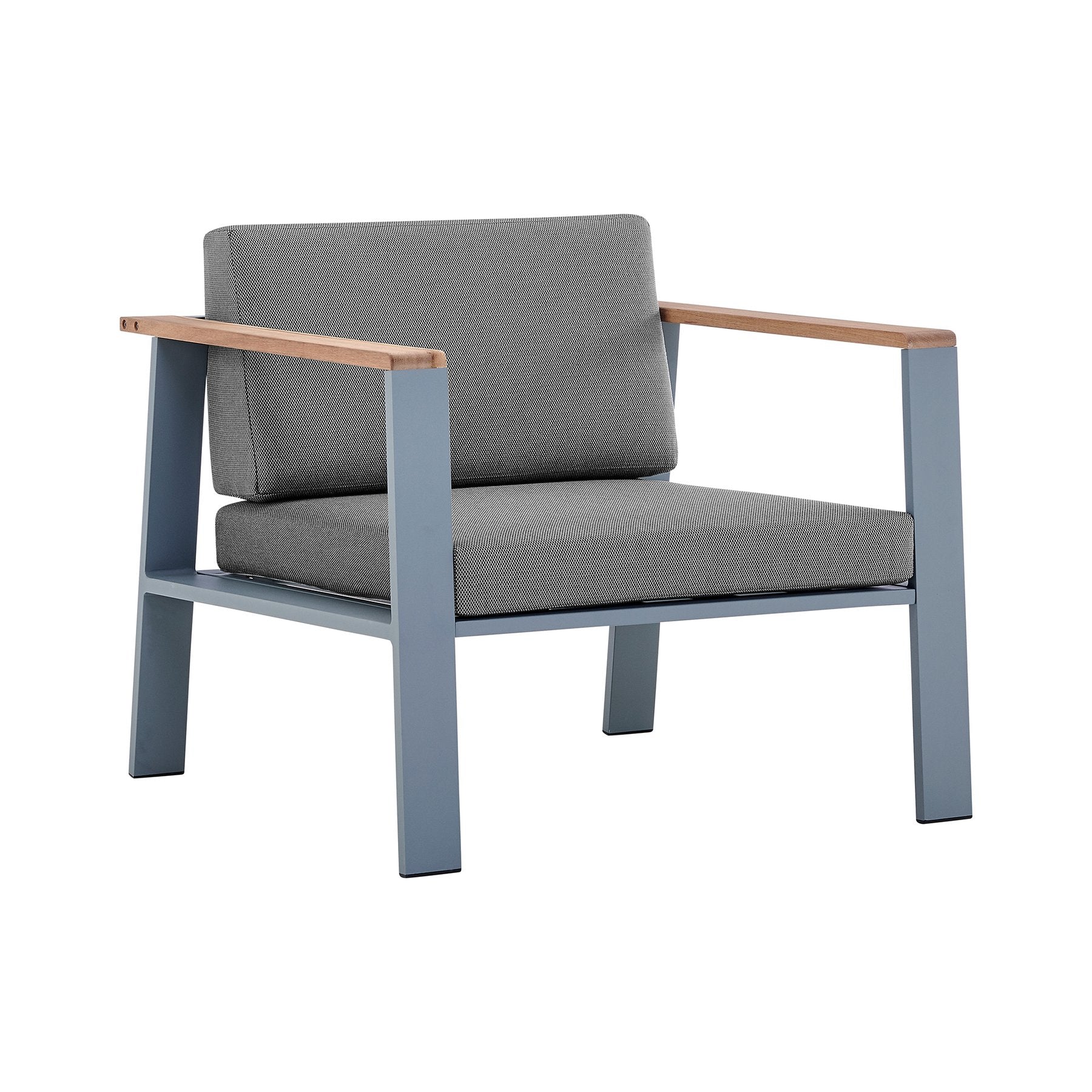 Nofi 4 piece Outdoor Patio Set in Gray Finish with Gray Cushions and Teak Wood - Image 5