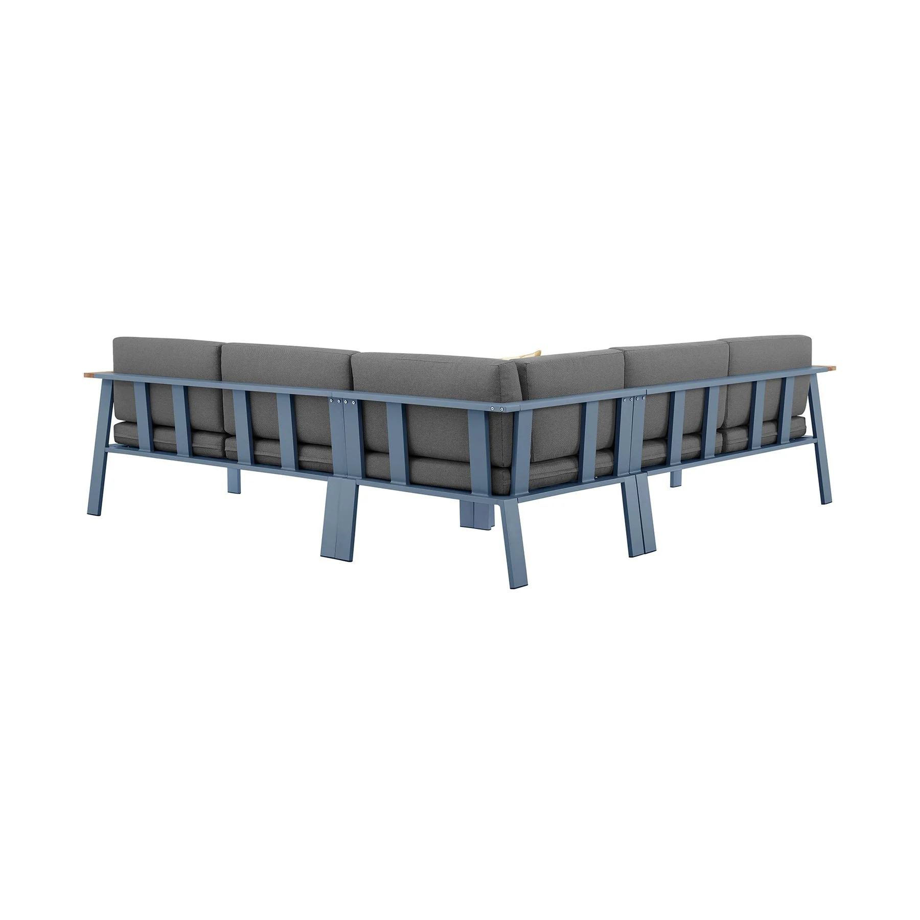 Nofi Aluminum and Teak Wood Outdoor Sectional Sofa in Gray - Image 2
