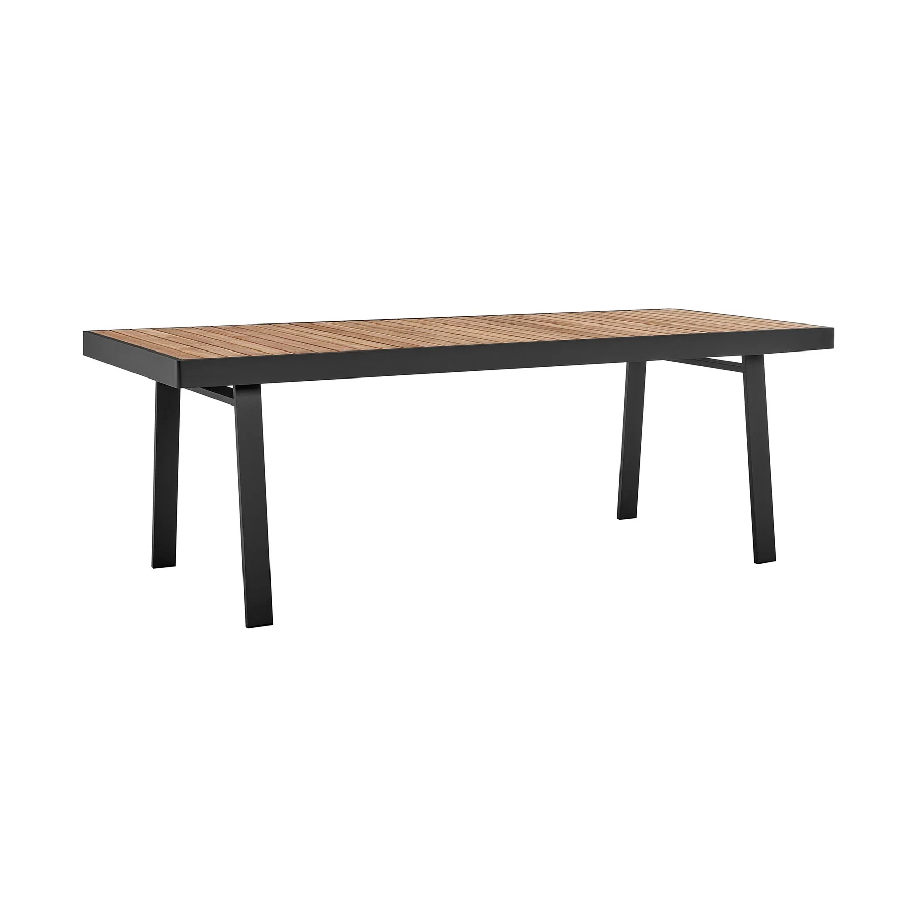 Nofi Outdoor Patio Dining Table in Charcoal Finish with Teak Wood Top - Image 2