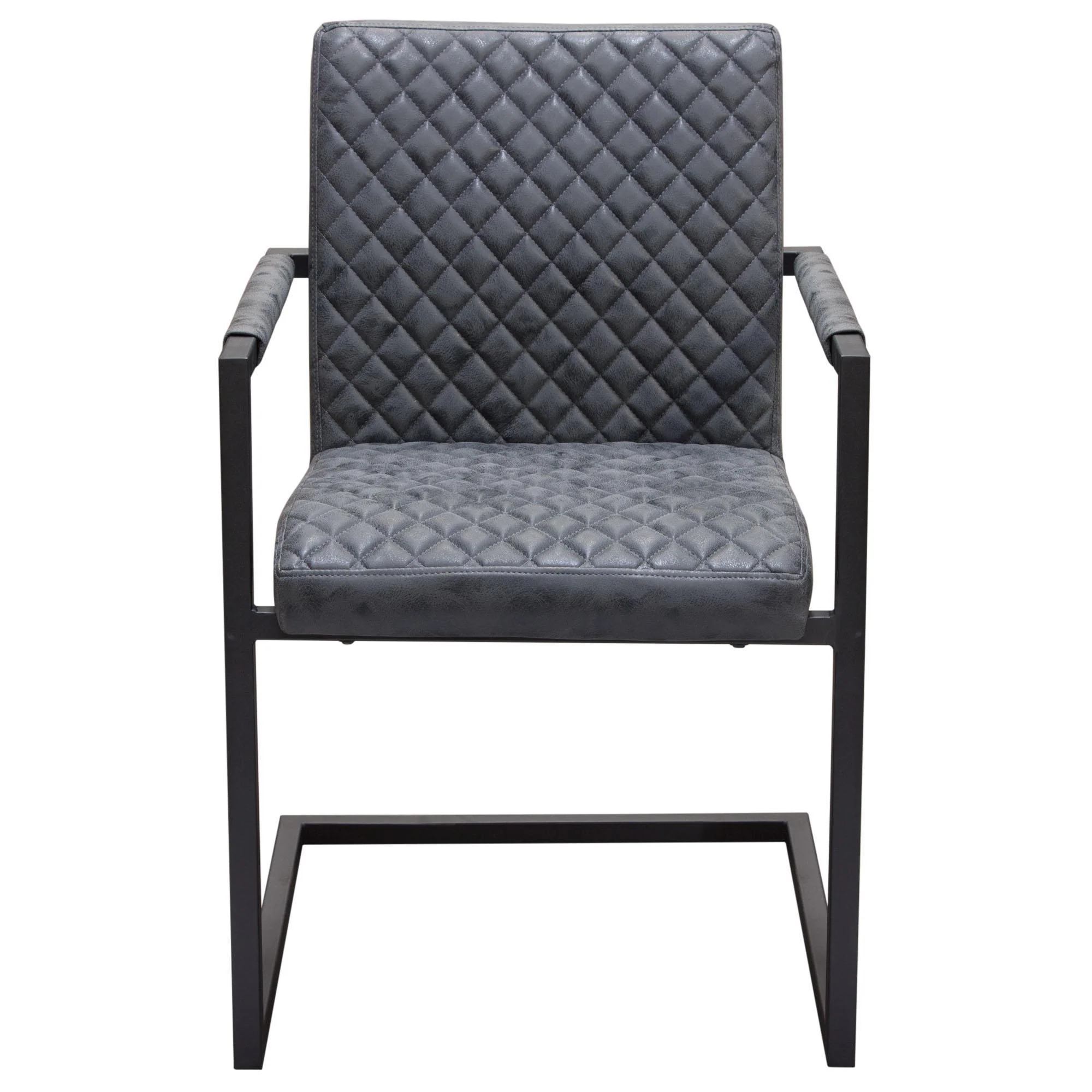 Nolan 2-Pack Dining Chairs in Charcoal Diamond Tufted Leatherette on Charcoal Powder Coat Frame by Diamond Sofa - Image 2