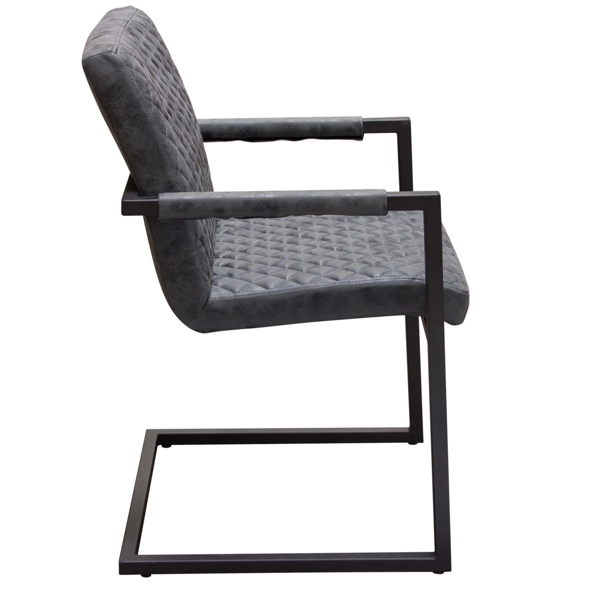 Nolan 2-Pack Dining Chairs in Charcoal Diamond Tufted Leatherette on Charcoal Powder Coat Frame by Diamond Sofa - Image 4