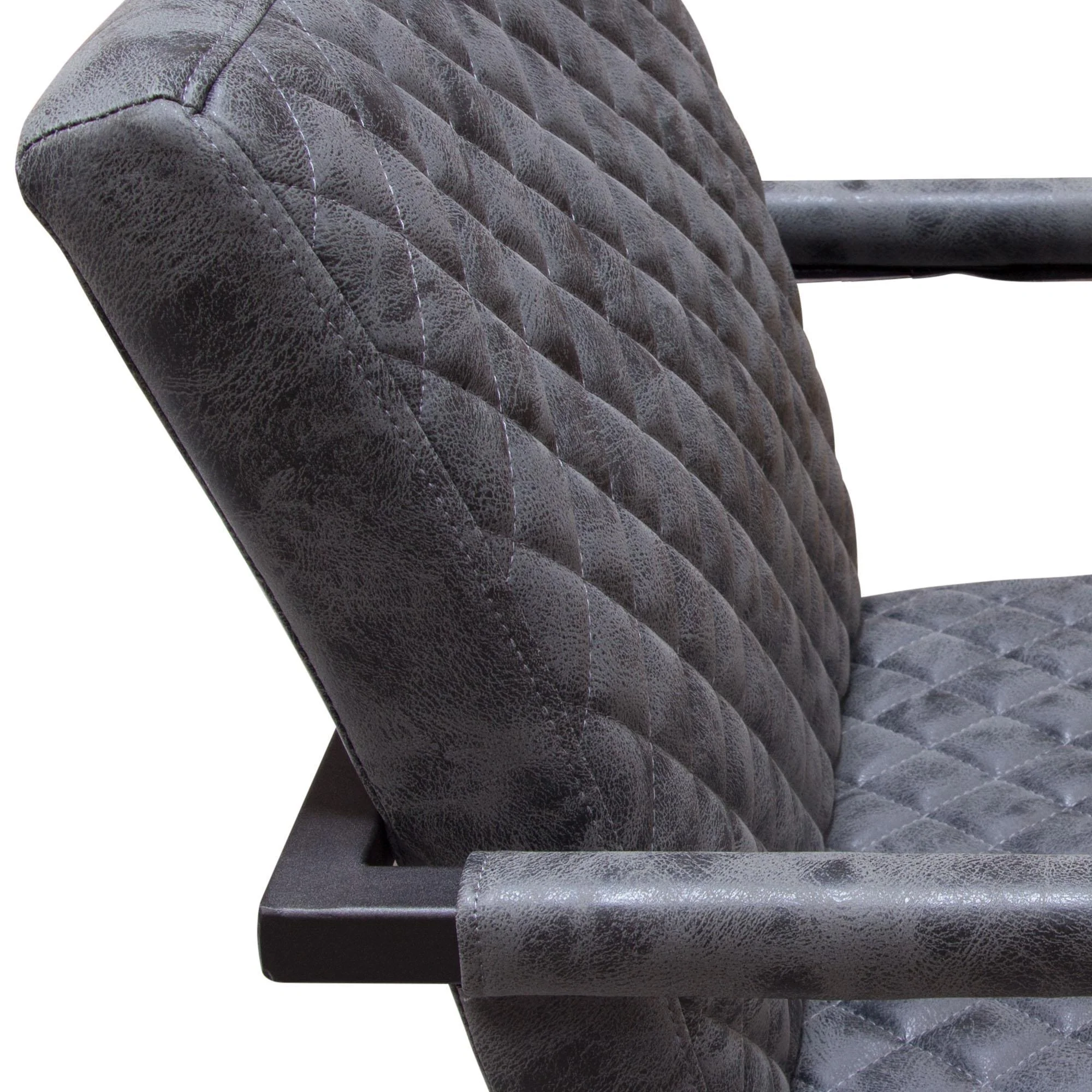 Nolan 2-Pack Dining Chairs in Charcoal Diamond Tufted Leatherette on Charcoal Powder Coat Frame by Diamond Sofa - Image 7