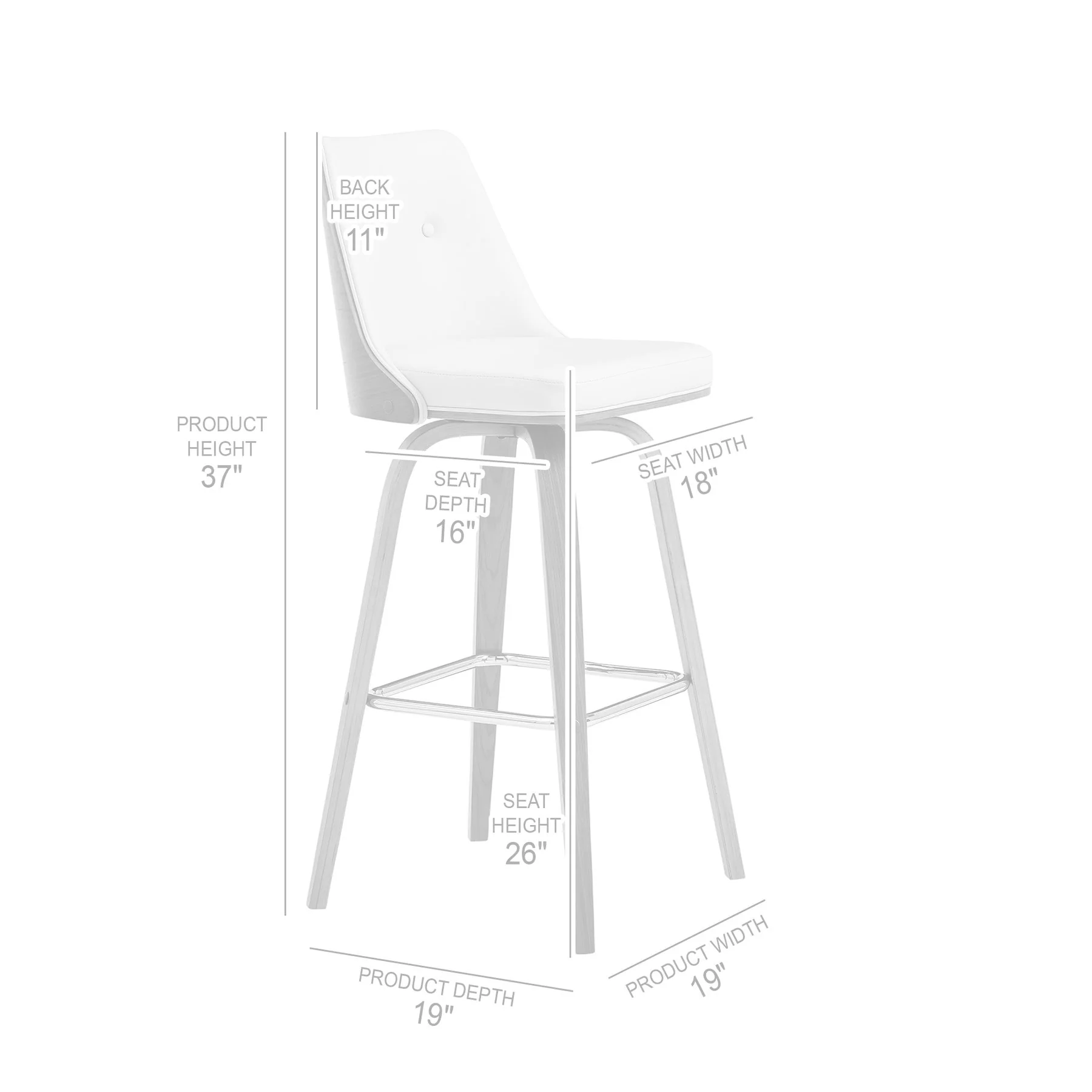 Nolte 26" Swivel Counter Stool in Gray Faux Leather and Walnut Wood - Image 8