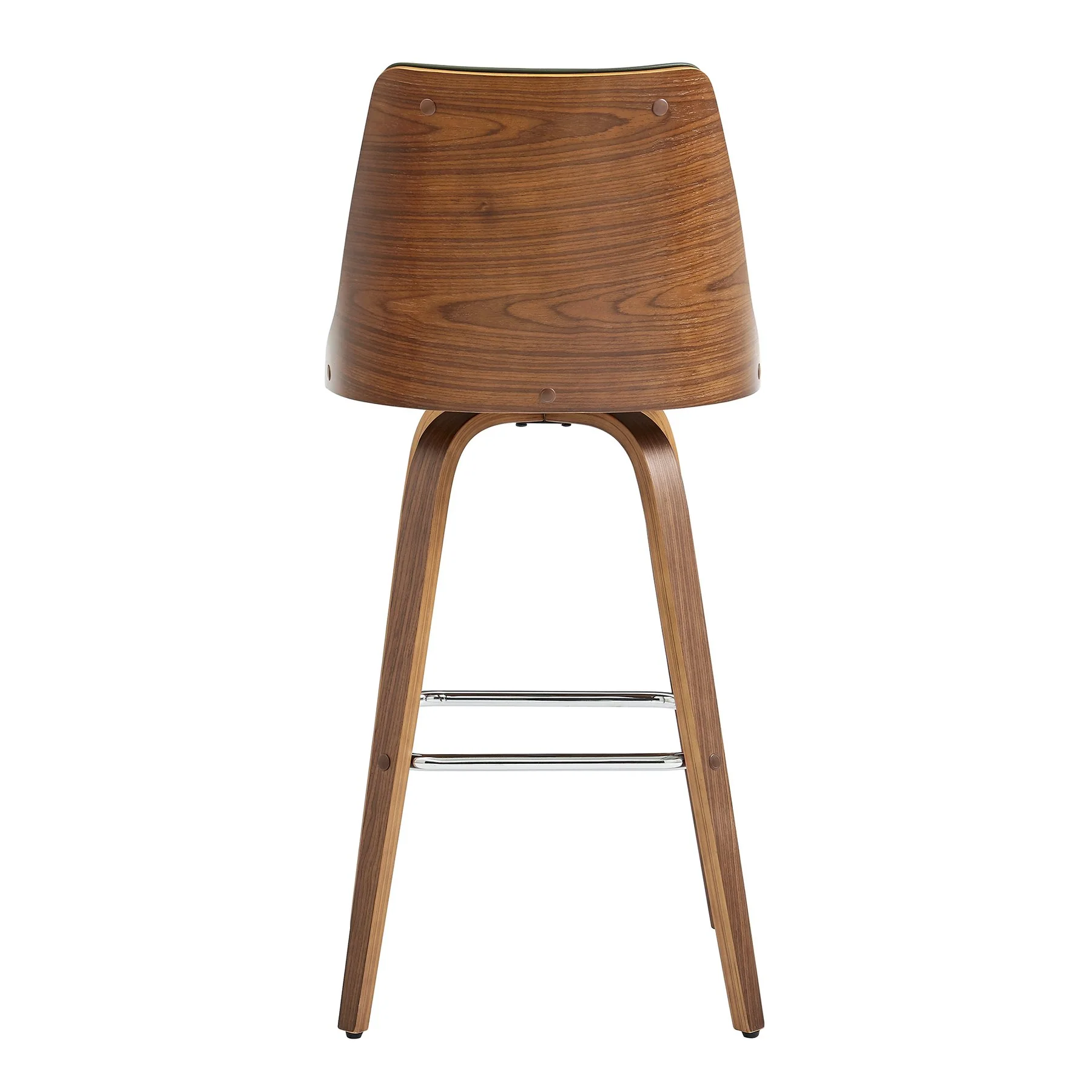 Nolte 30" Swivel Bar Stool in Gray Faux Leather and Walnut Wood - Image 5