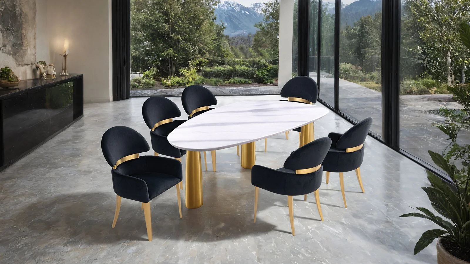 Northam 7 Pc. Dining Table Set, Black Chair - Image 2