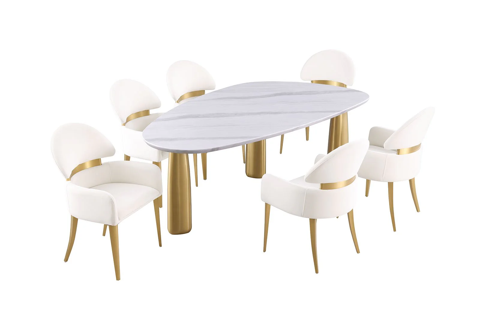Northam 7 Pc. Dining Table Set, White Chair - Image 2