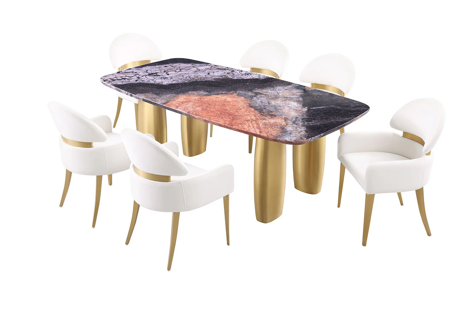 Northolt 7 Pc. Dining Table Set, White Chair - Image 2