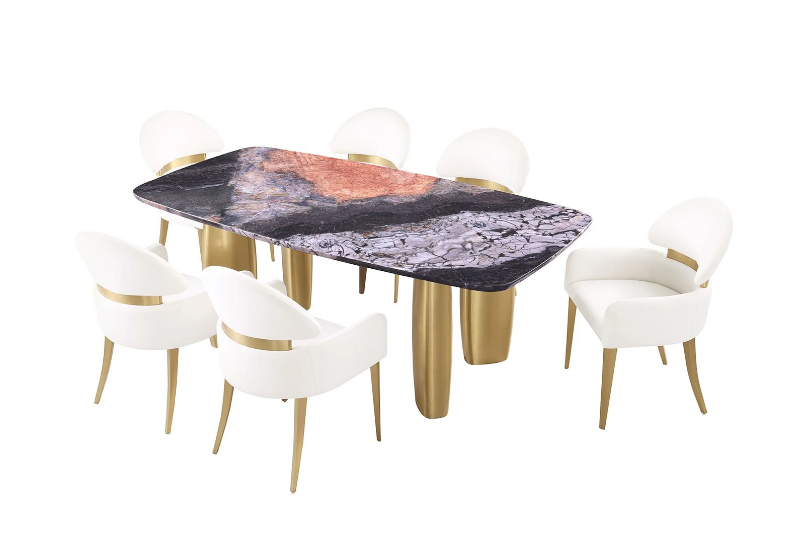 Northolt 7 Pc. Dining Table Set, White Chair - Image 3