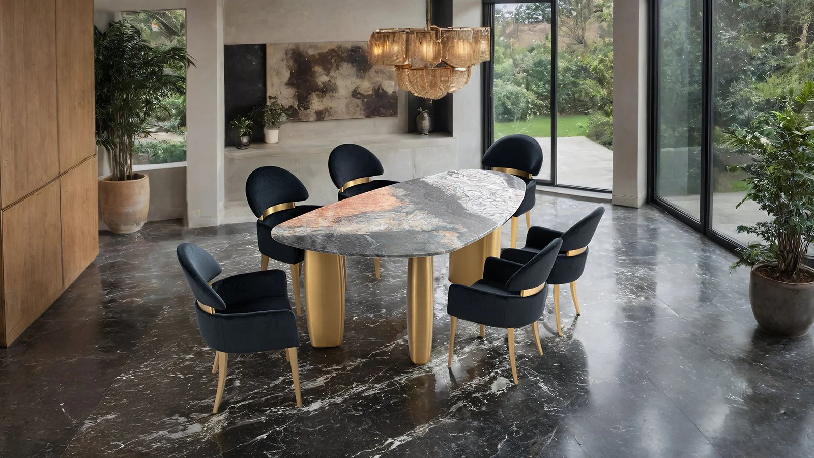 Northwich 7 Pc. Dining Table Set, Black Chair - Image 2