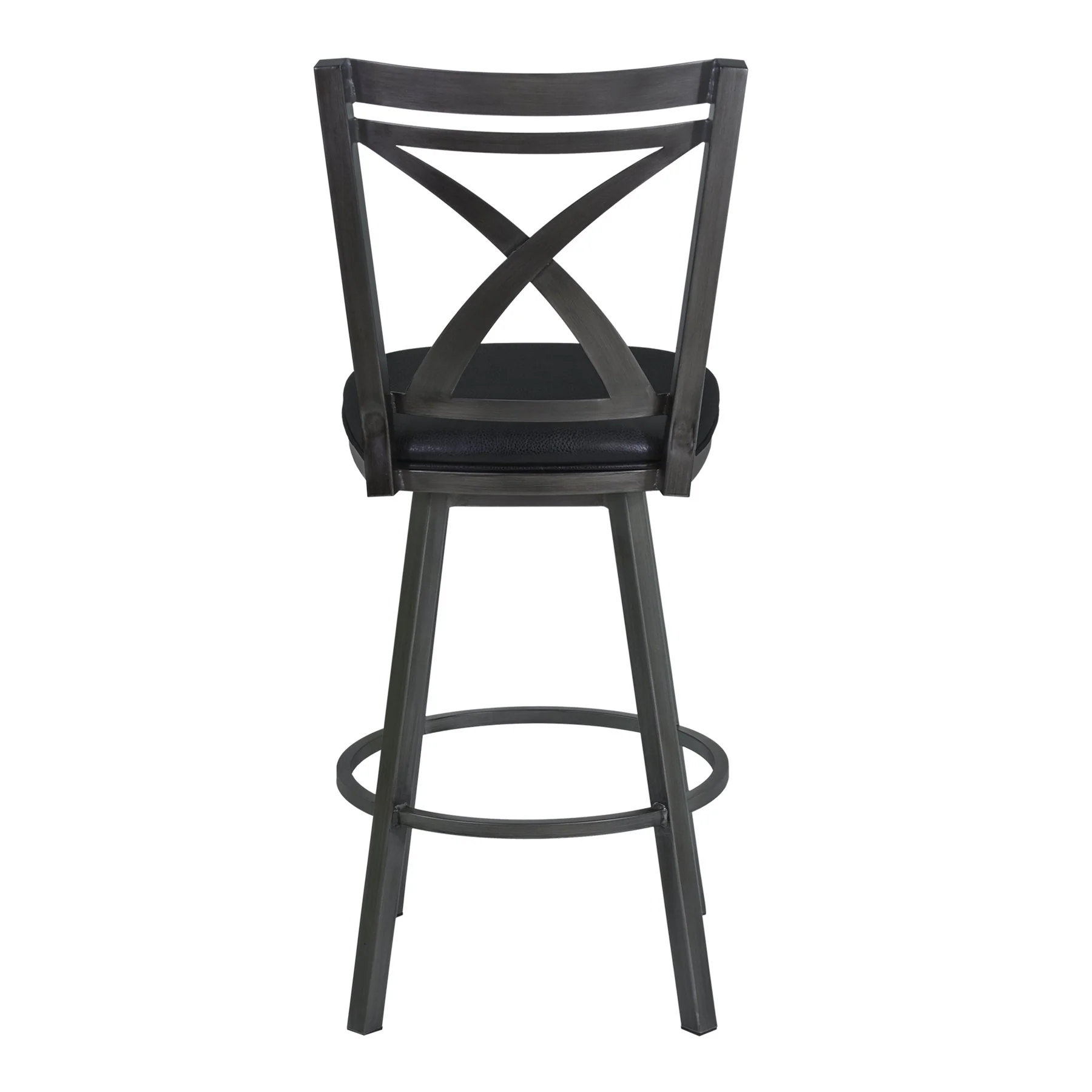 Nova 26" Counter Height Metal Swivel Barstool in Ford Black Pu and Mineral Finish - Image 2