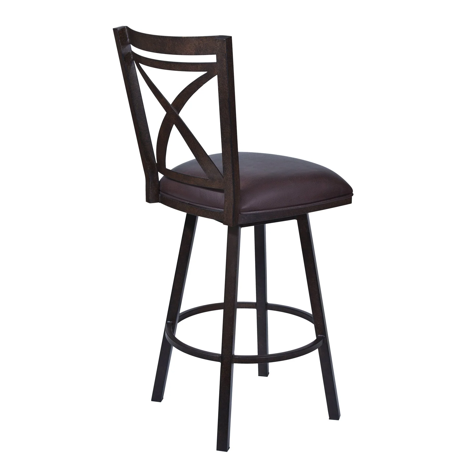 Nova 26" Counter Height Swivel Metal Barstool in Auburn Bay finish with Brown Faux Leather - Image 2