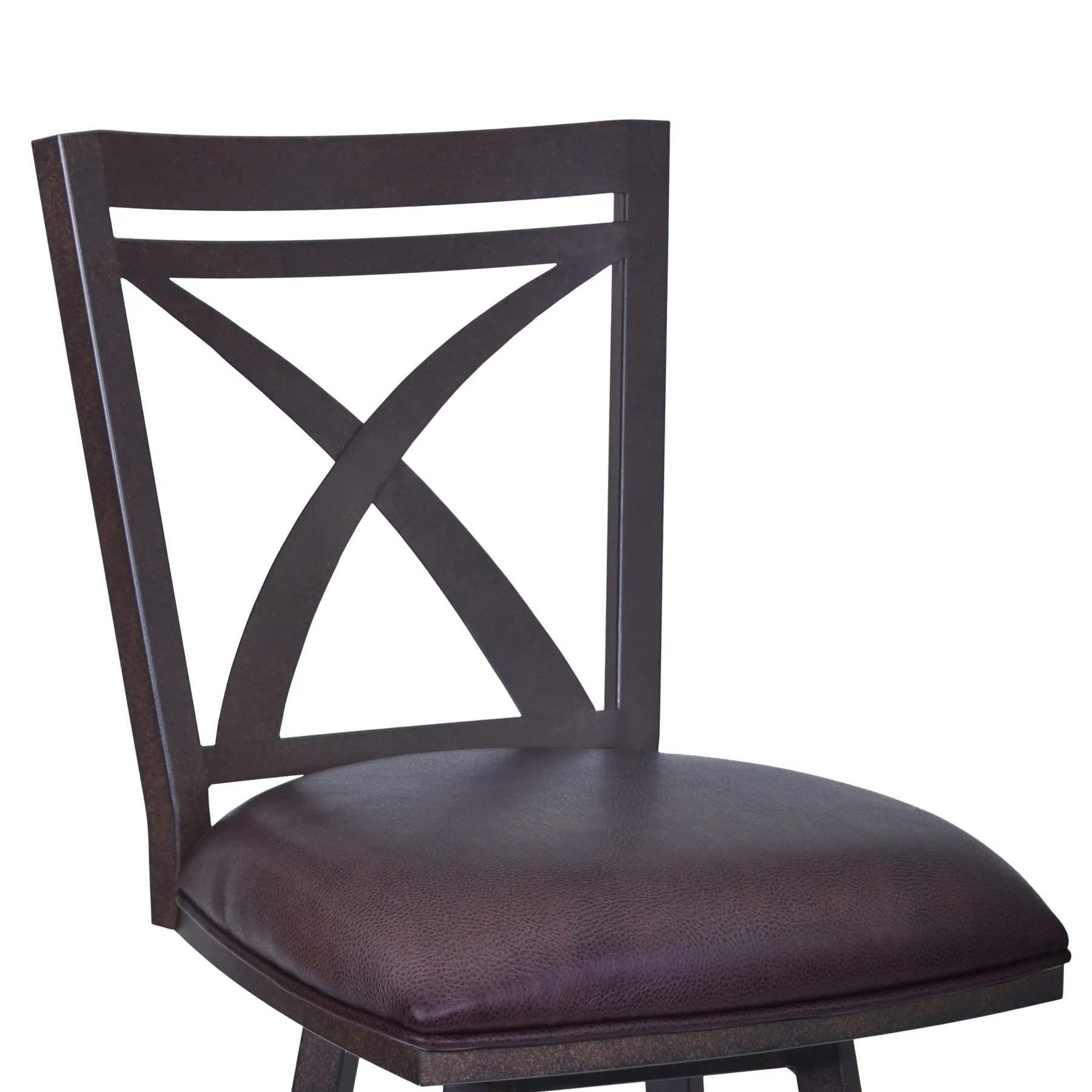 Nova 26" Counter Height Swivel Metal Barstool in Auburn Bay finish with Brown Faux Leather - Image 3